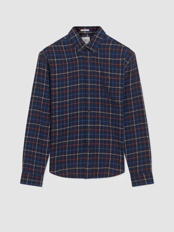 Tattersall Check Long-Sleeve Shirt - Marine sold by Ben Sherman
