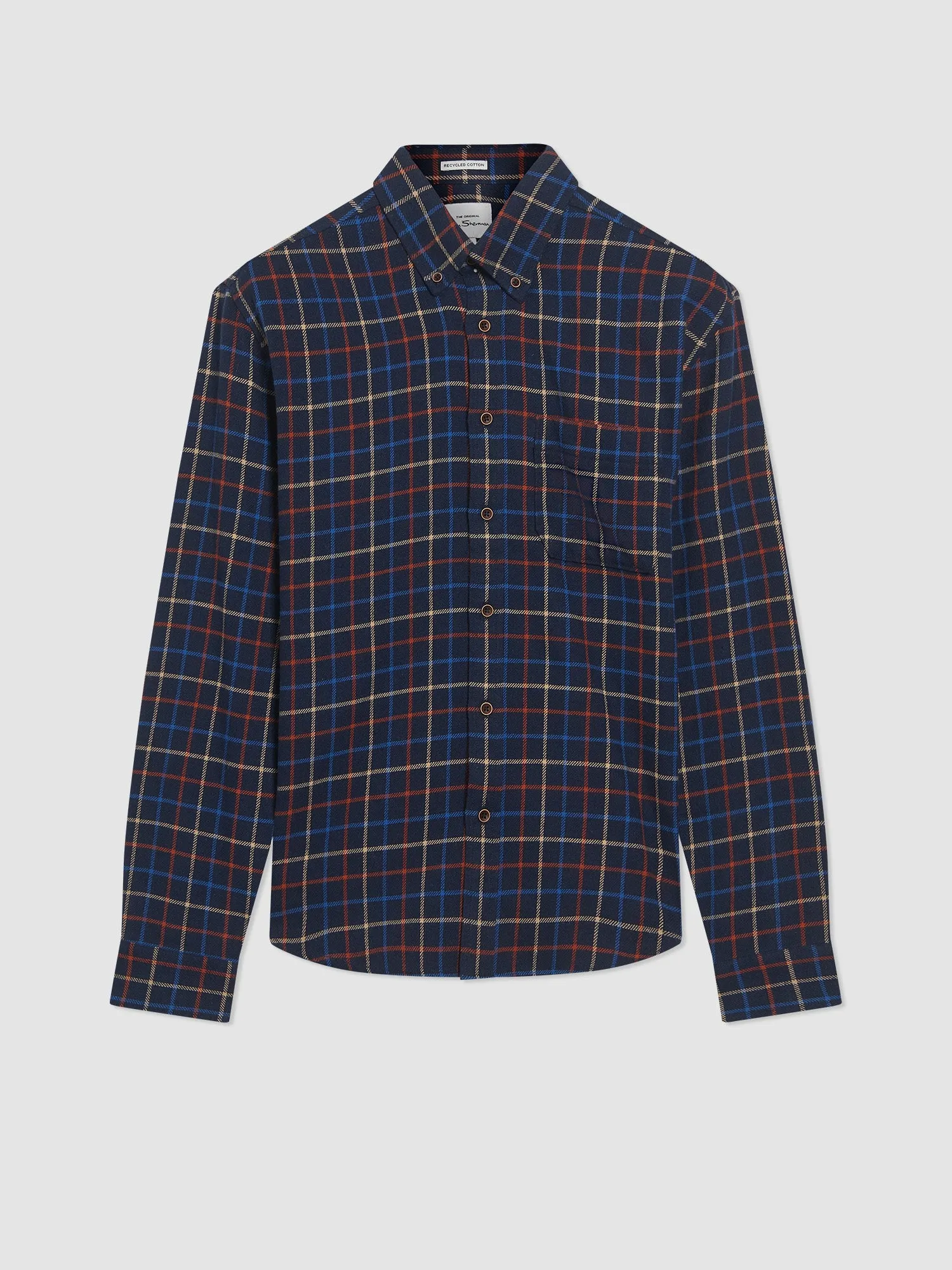 Tattersall Check Long-Sleeve Shirt - Marine sold by Ben Sherman
