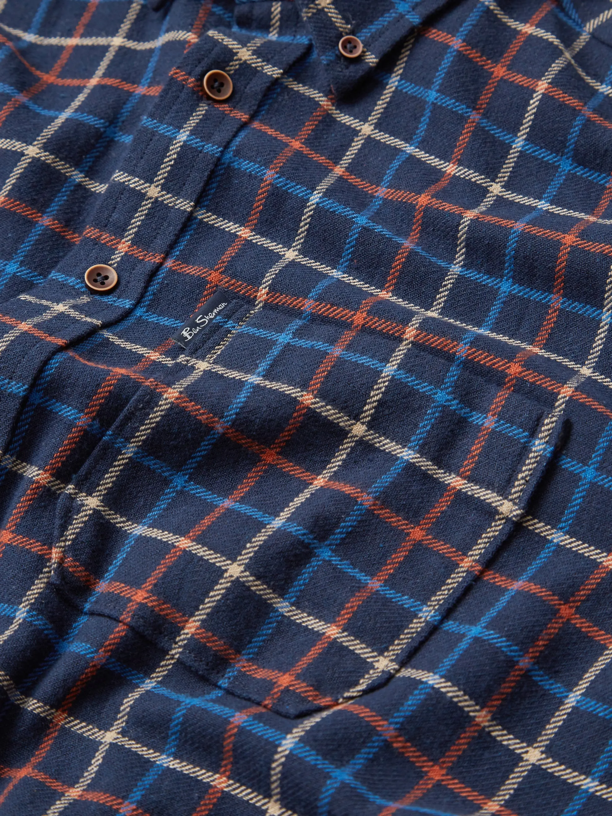Tattersall Check Long-Sleeve Shirt - Marine sold by Ben Sherman product image thumbnail 4