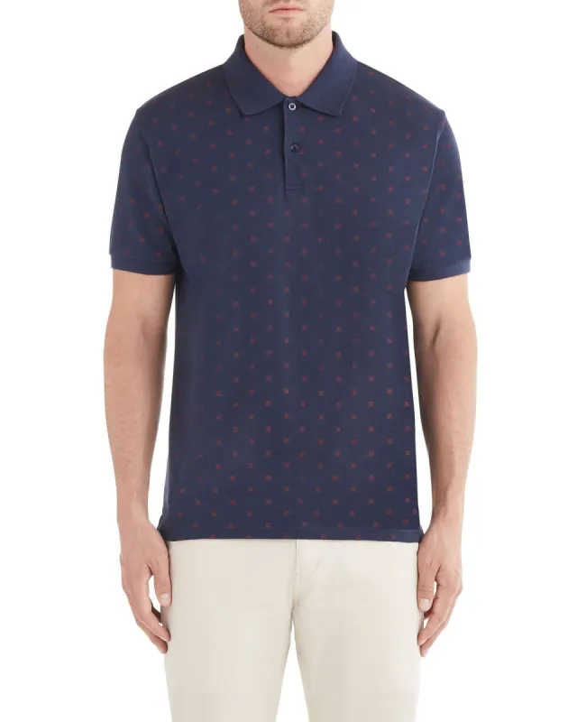 Spot Squares Print Polo Shirt - Dark Navy sold by Ben Sherman