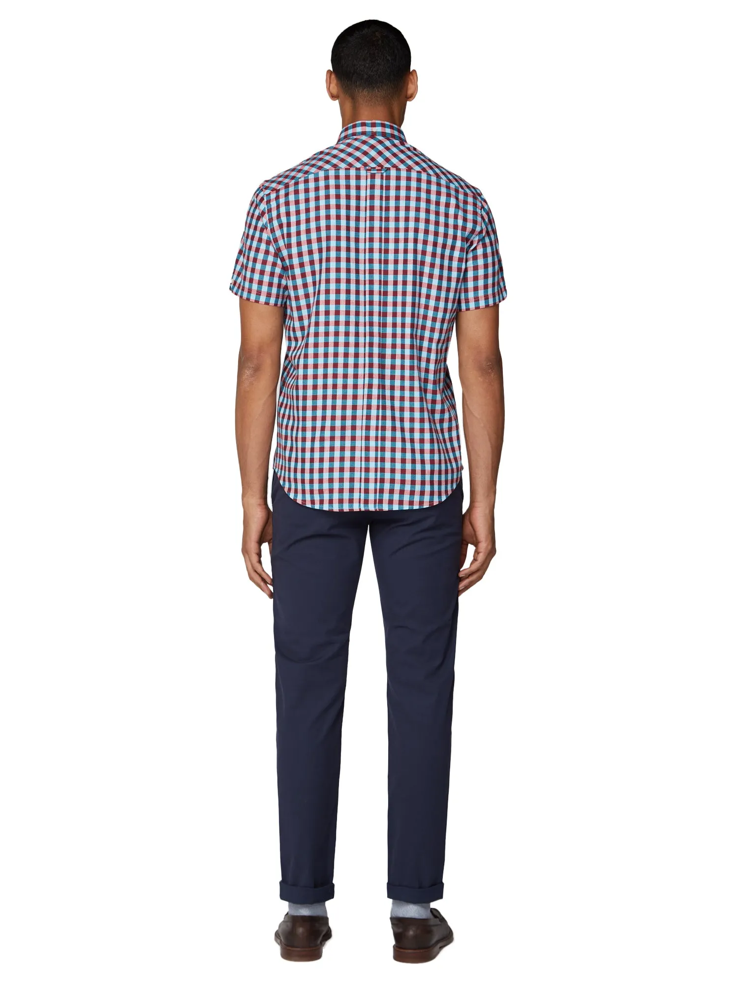 Short Sleeve Twill Gingham Shirt - Turquoise sold by Ben Sherman product image thumbnail 5