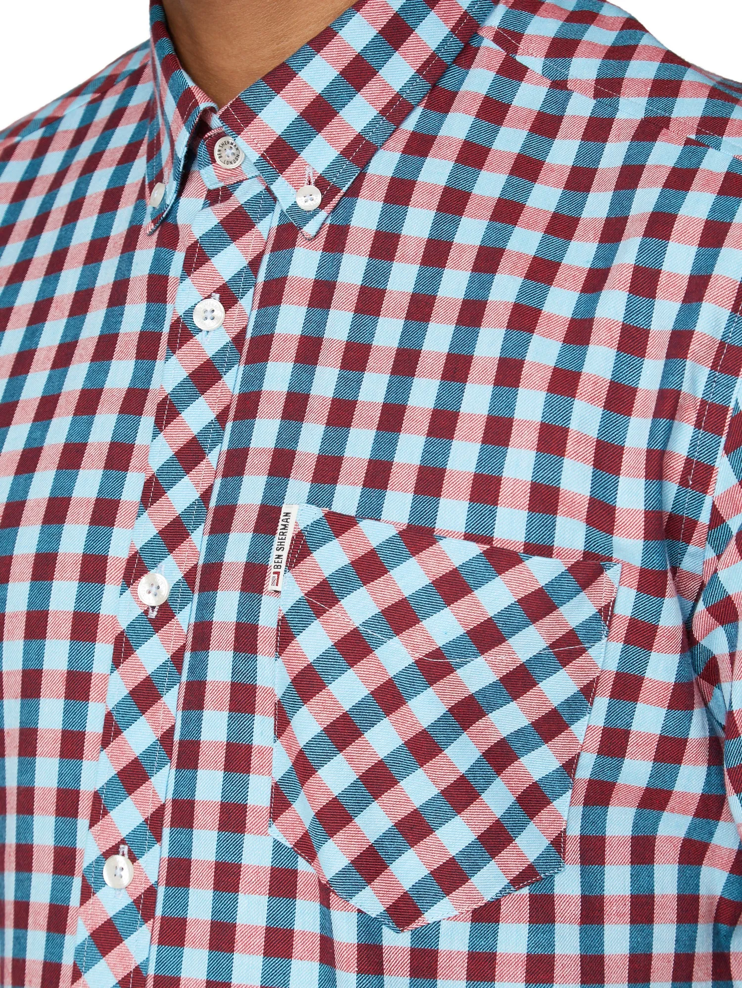 Short Sleeve Twill Gingham Shirt - Turquoise sold by Ben Sherman product image thumbnail 2