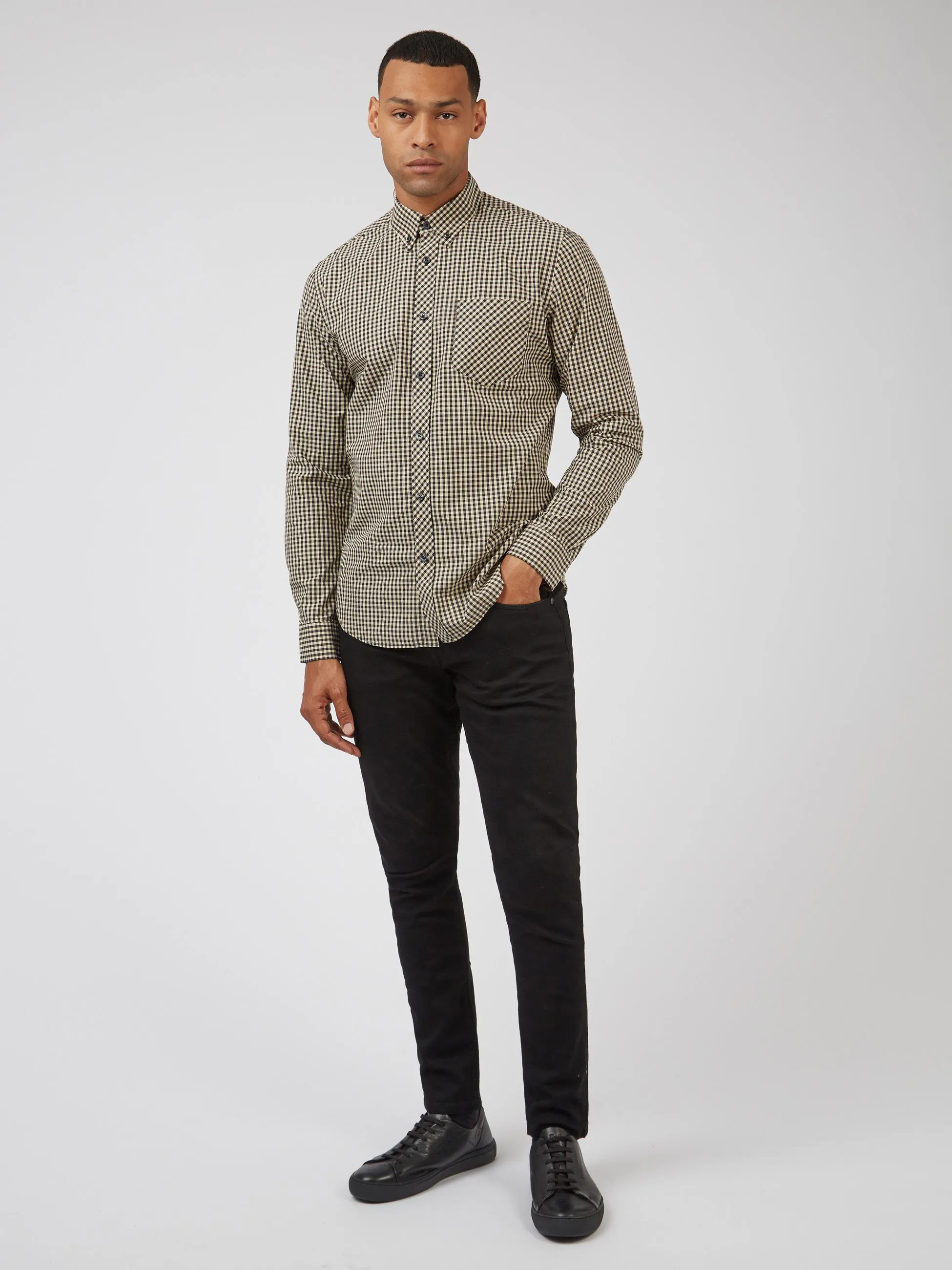 Signature Long-Sleeve Gingham Shirt - Black sold by Ben Sherman product image thumbnail 5