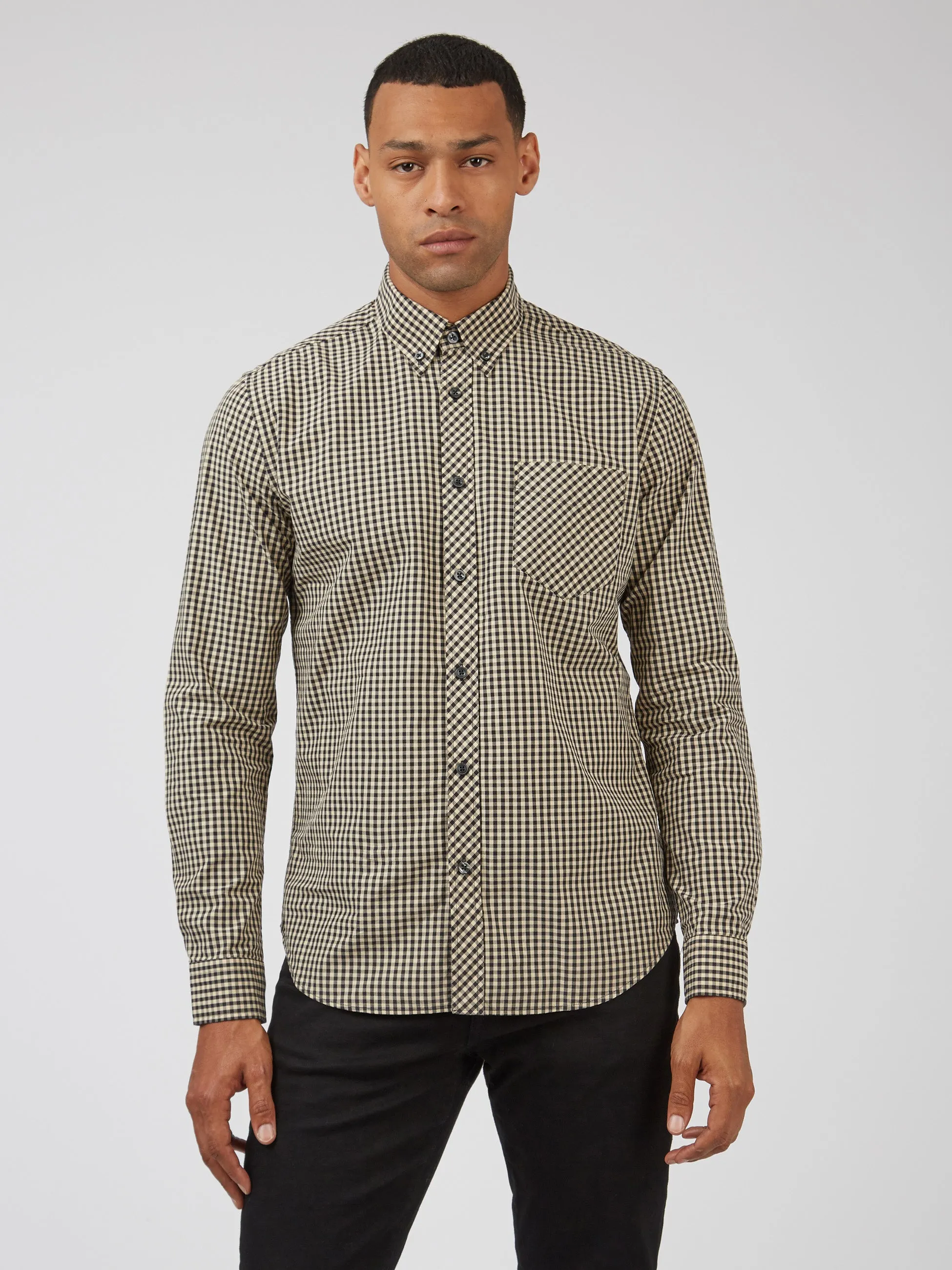 Signature Long-Sleeve Gingham Shirt - Black sold by Ben Sherman product image thumbnail 3