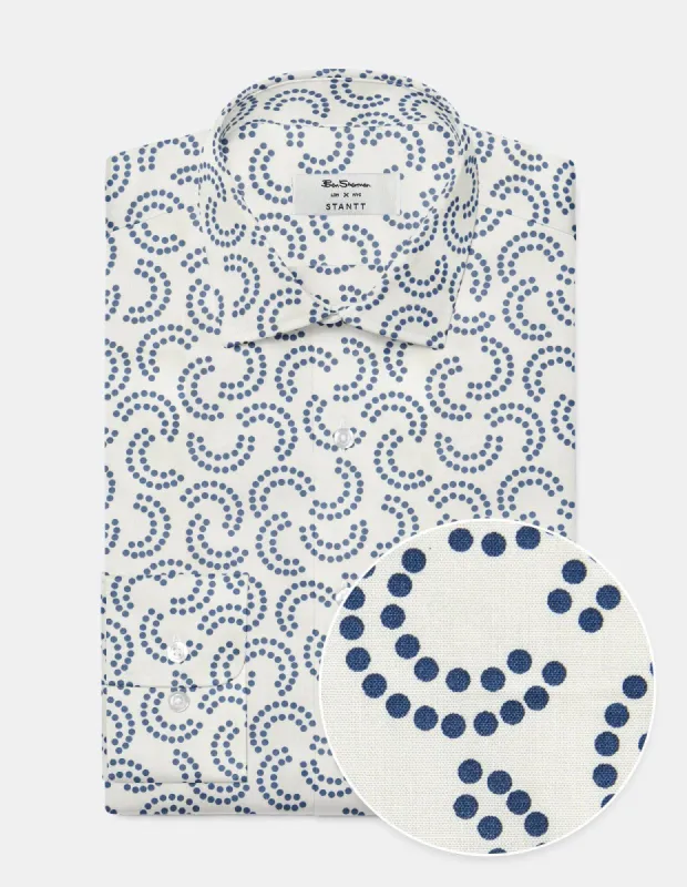 Custom Mono Geo Print Shirt - Ivory made by Ben Sherman