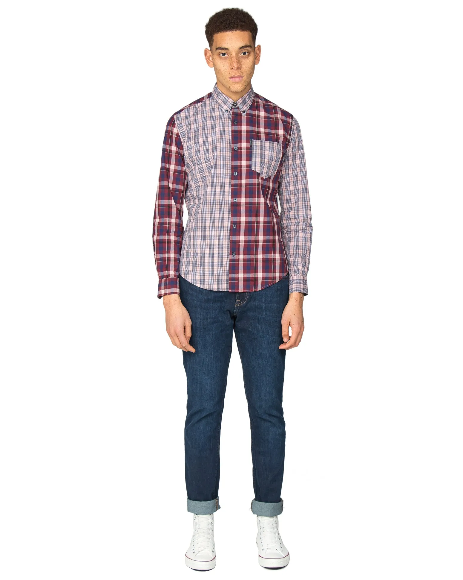 Long-Sleeve Mixed Check Shirt - Pink sold by Ben Sherman product image thumbnail 5