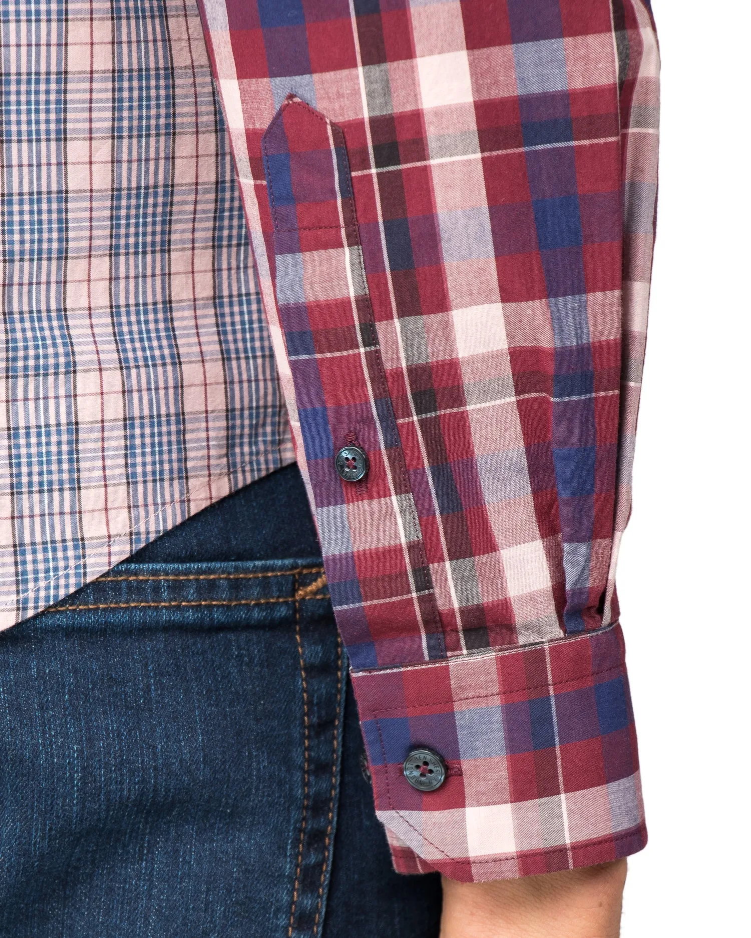 Long-Sleeve Mixed Check Shirt - Pink sold by Ben Sherman product image thumbnail 4
