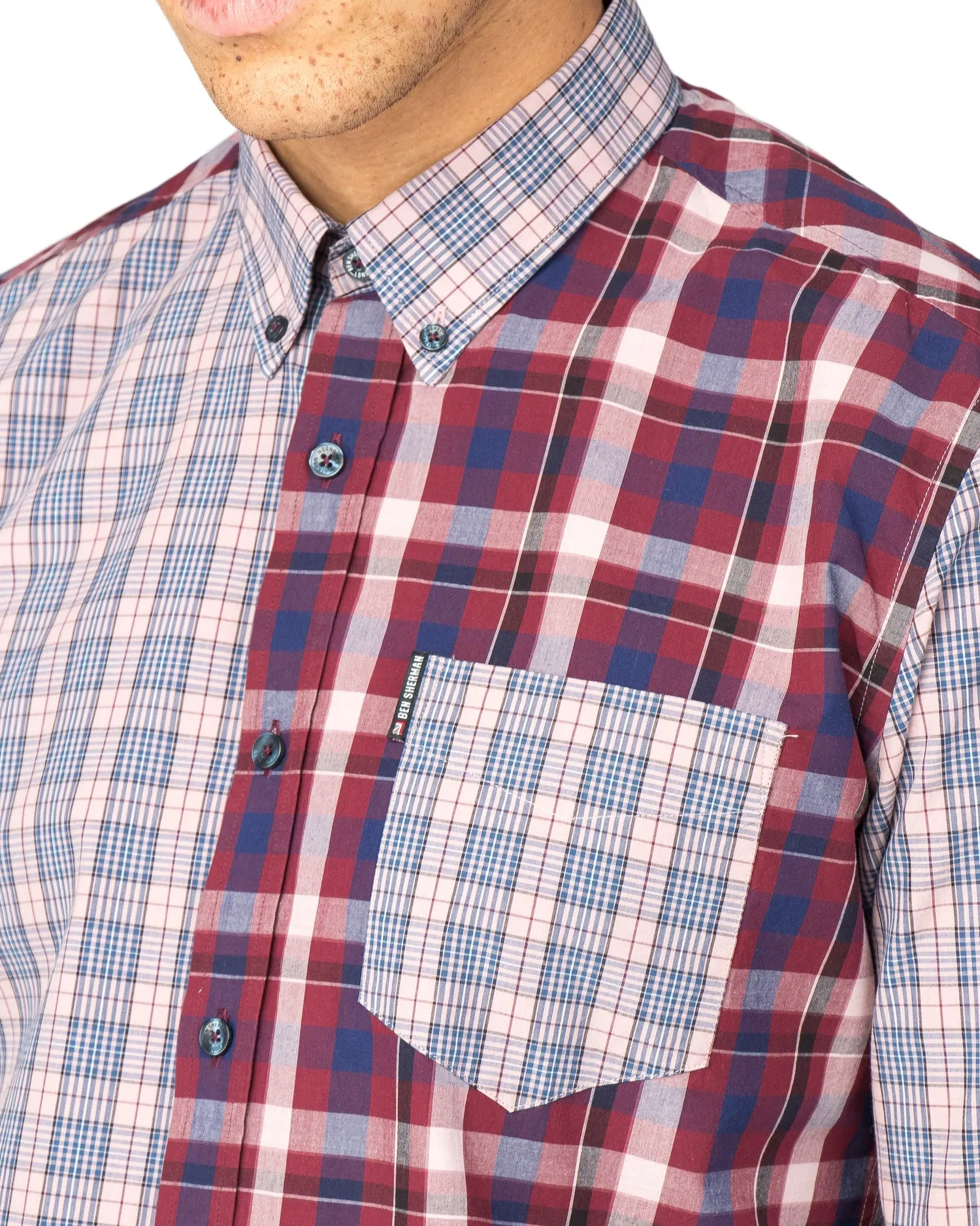 Long-Sleeve Mixed Check Shirt - Pink sold by Ben Sherman product image thumbnail 2