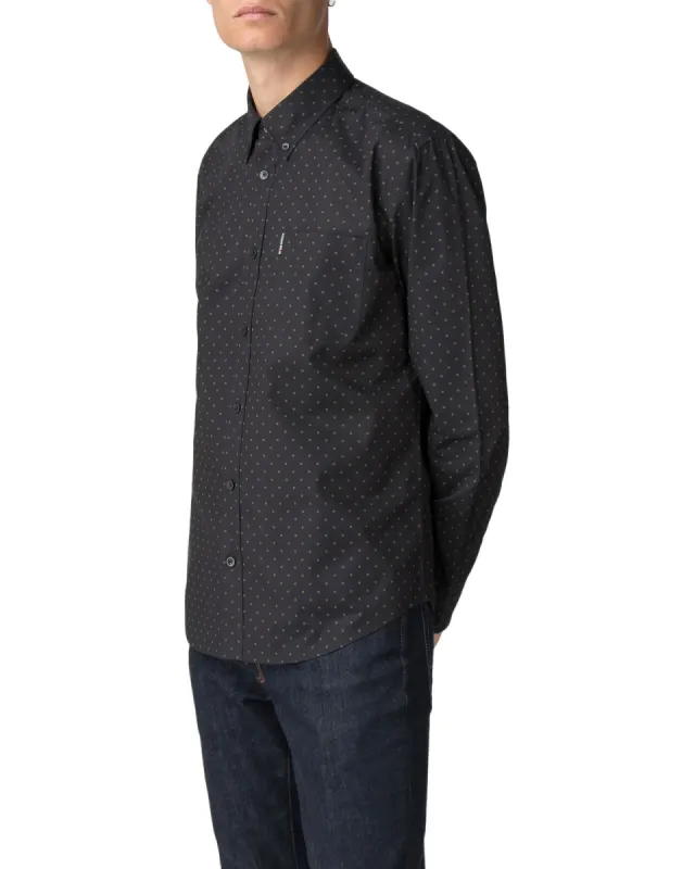 Long-Sleeve Polka Dot Print Shirt - True Black sold by Ben Sherman