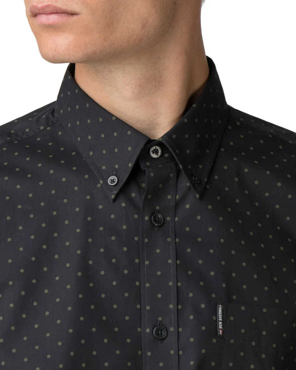 Long-Sleeve Polka Dot Print Shirt - True Black sold by Ben Sherman product image thumbnail 3