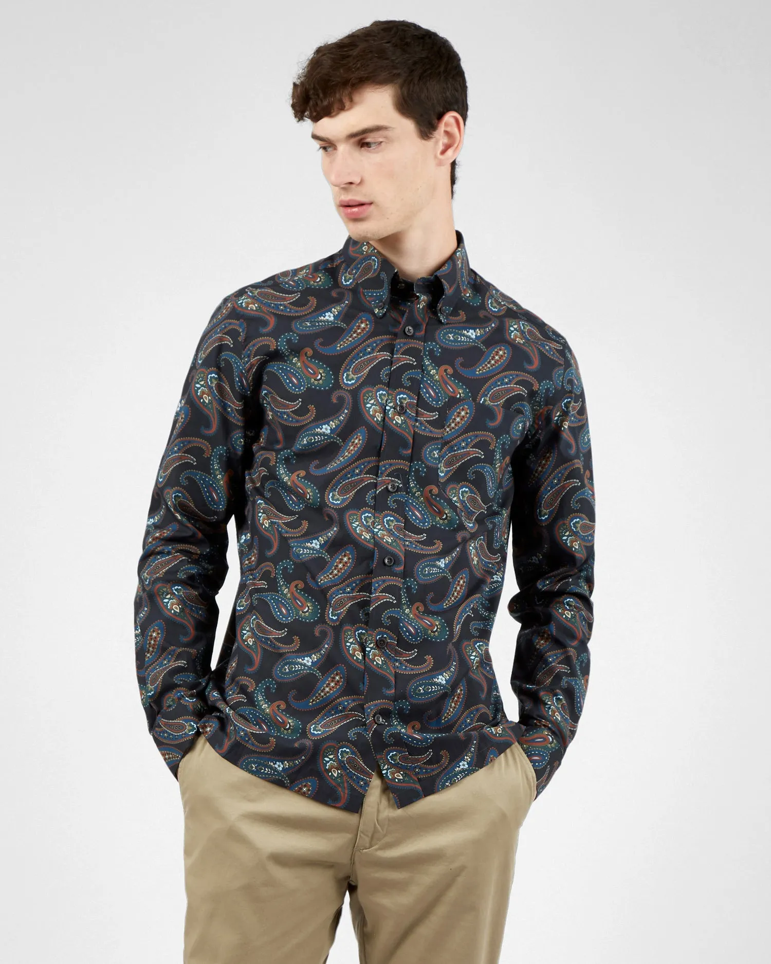 Long-Sleeve Large Paisley-Print Shirt - Midnight sold by Ben Sherman product image thumbnail 2