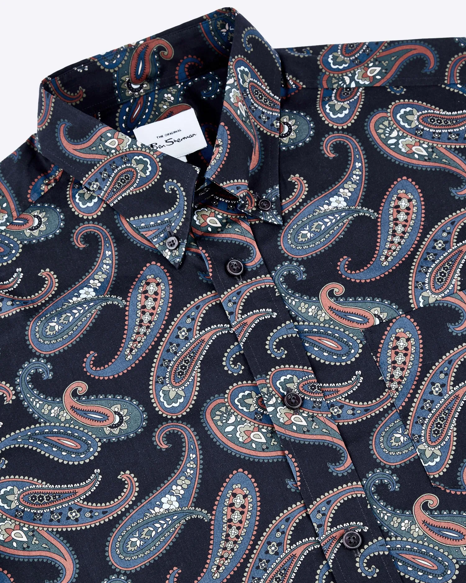 Long-Sleeve Large Paisley-Print Shirt - Midnight sold by Ben Sherman