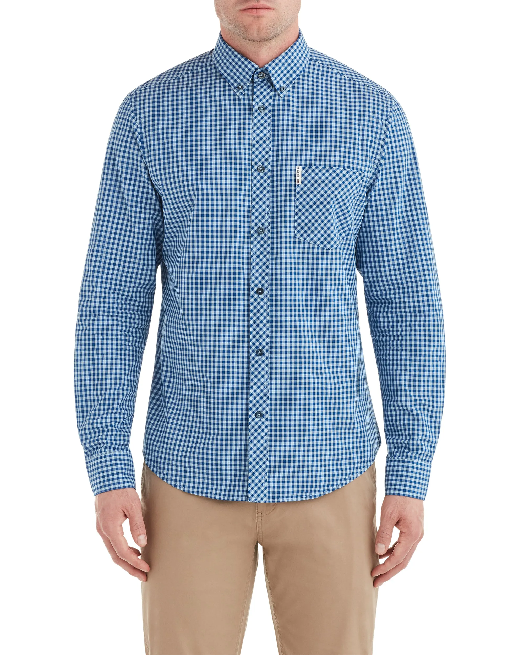 Long-Sleeve Gingham Shirt - Cobalt sold by Ben Sherman