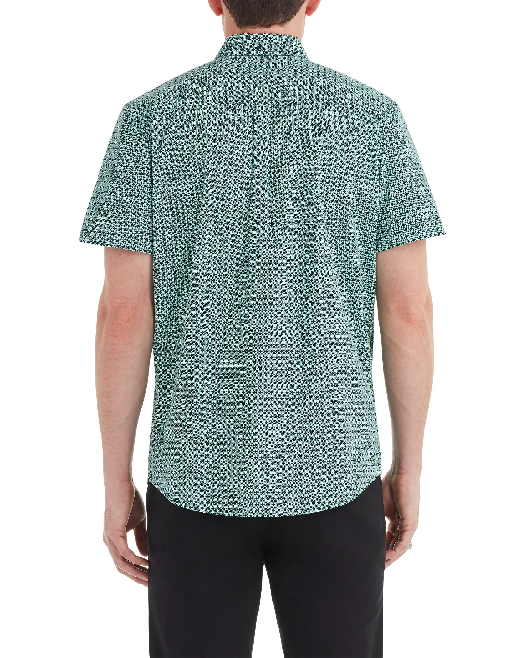 Short-Sleeve Checkerboard Print Shirt - Mint sold by Ben Sherman product image thumbnail 2