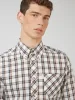 Grid Check Long-Sleeve Shirt - Ivory sold by Ben Sherman