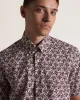 Chequerboard Claret Geo Print Short Sleeve Shirt sold by Ben Sherman