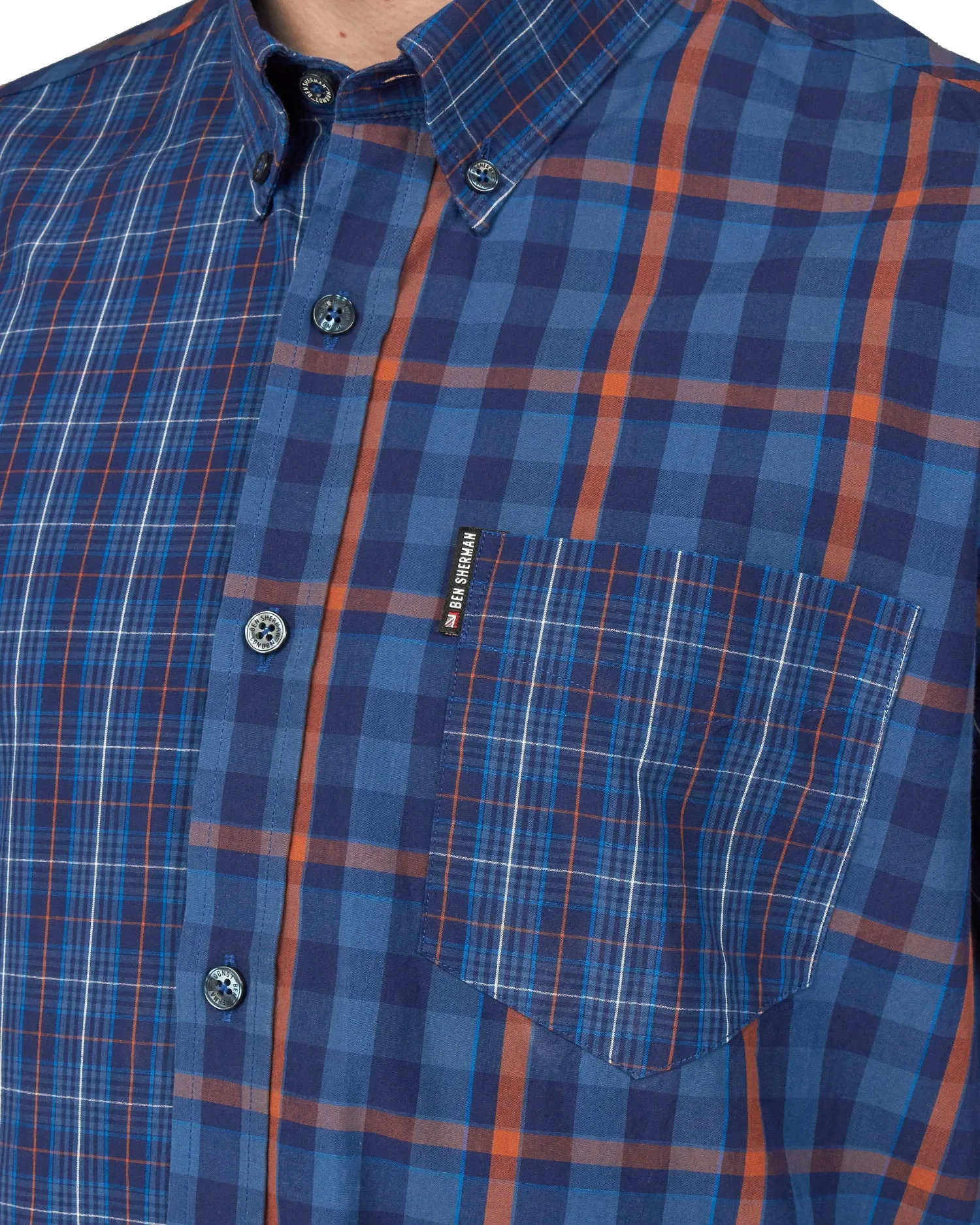 Long-Sleeve Mixed Check Shirt - Navy Blazer sold by Ben Sherman product image thumbnail 2