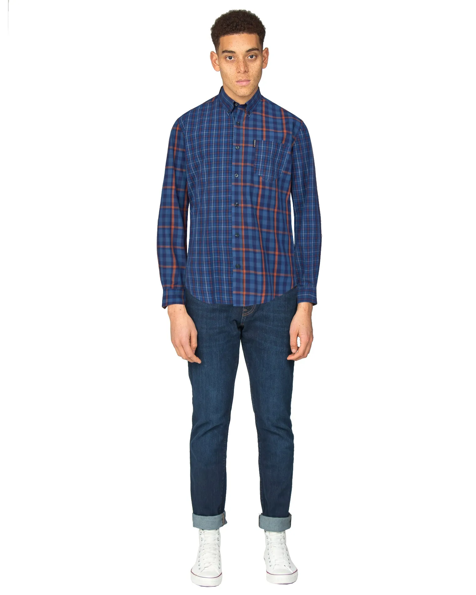 Long-Sleeve Mixed Check Shirt - Navy Blazer sold by Ben Sherman product image thumbnail 4