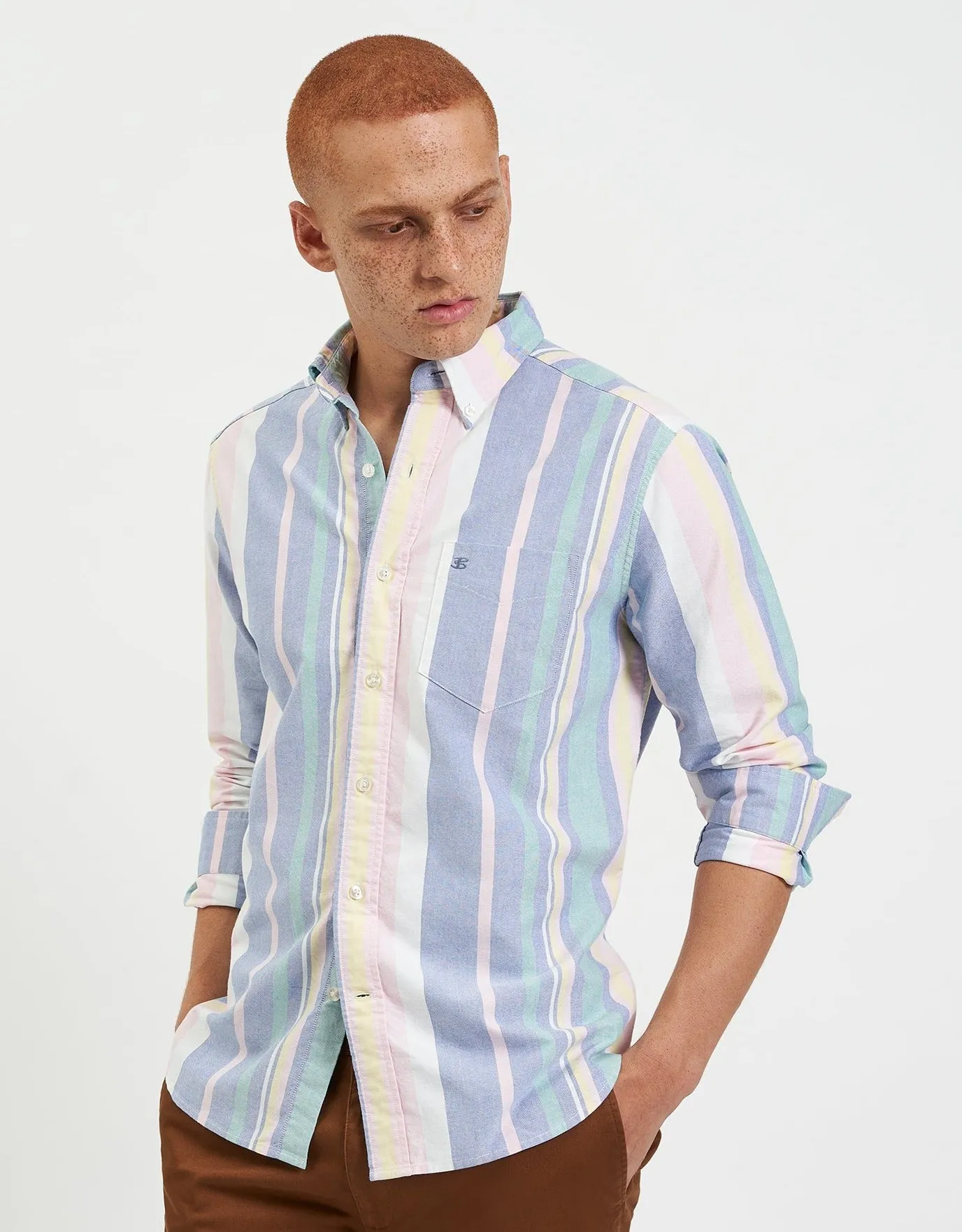 Brighton Oxford Organic Stripe Shirt - Deck Chair Multi Stripe sold by Ben Sherman
