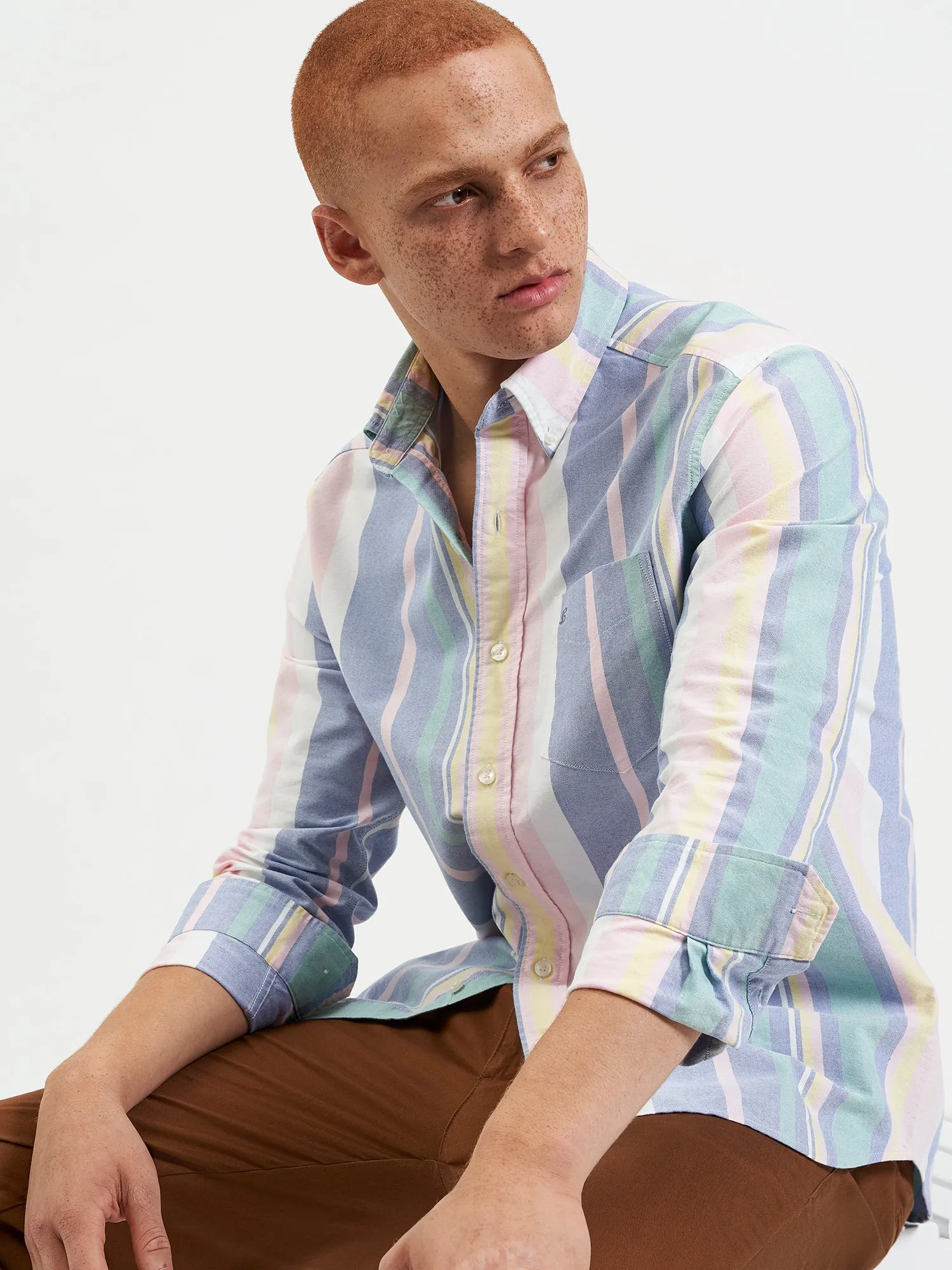 Brighton Oxford Organic Stripe Shirt - Deck Chair Multi Stripe sold by Ben Sherman product image thumbnail 5