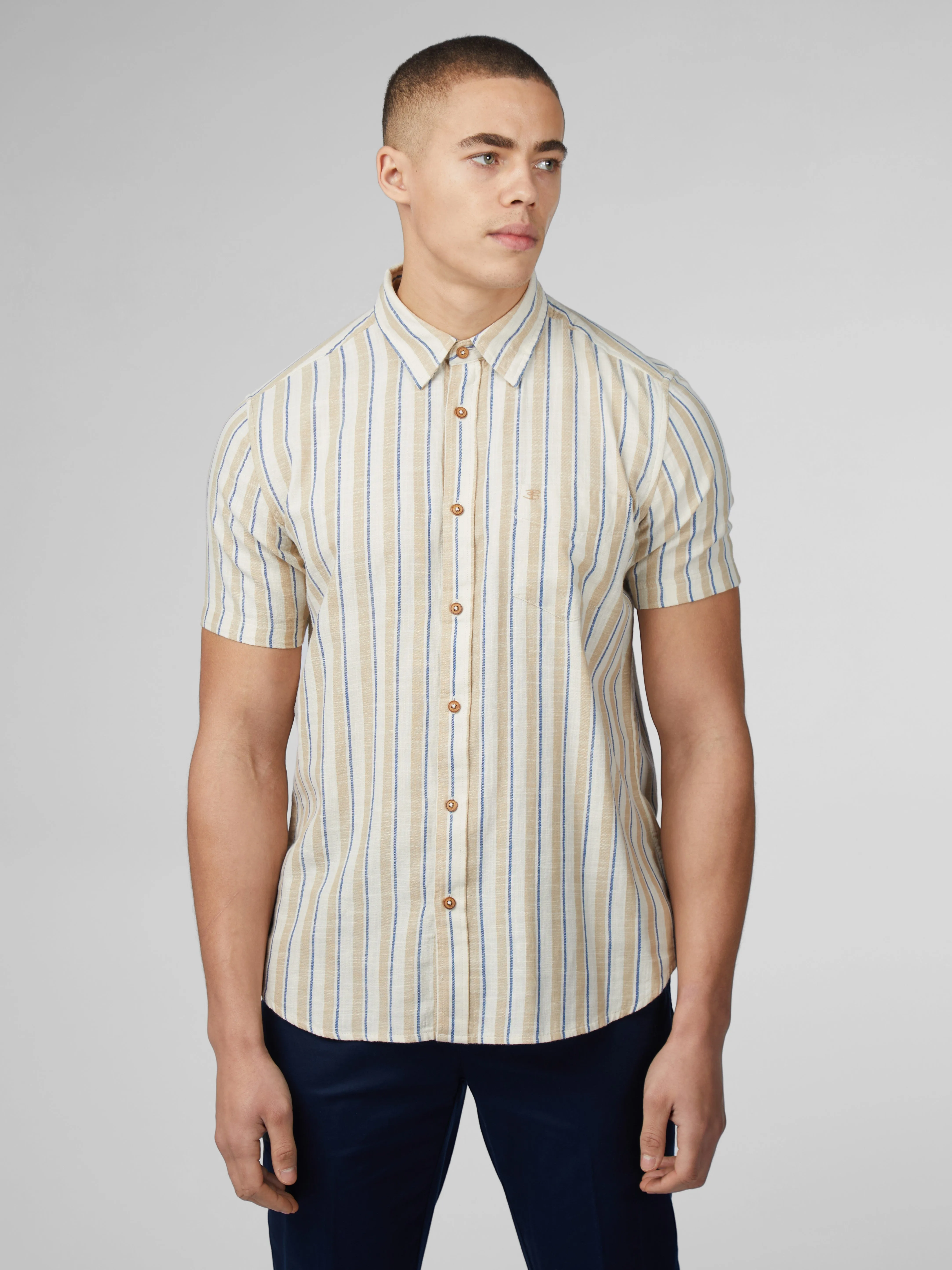 Signature Mod Stripe Shirt - Fog sold by Ben Sherman