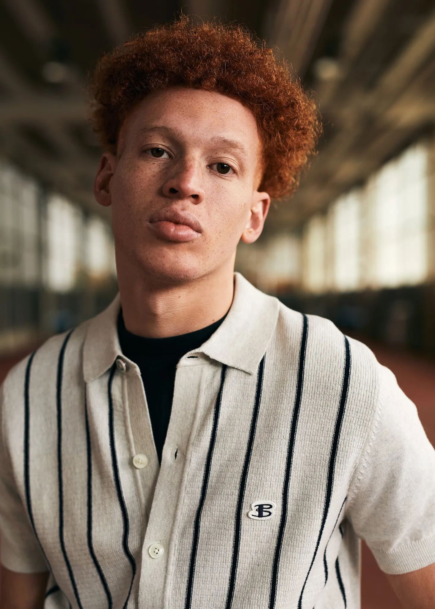 B by Ben Sherman Striped Button-Down Knit Polo sold by Ben Sherman