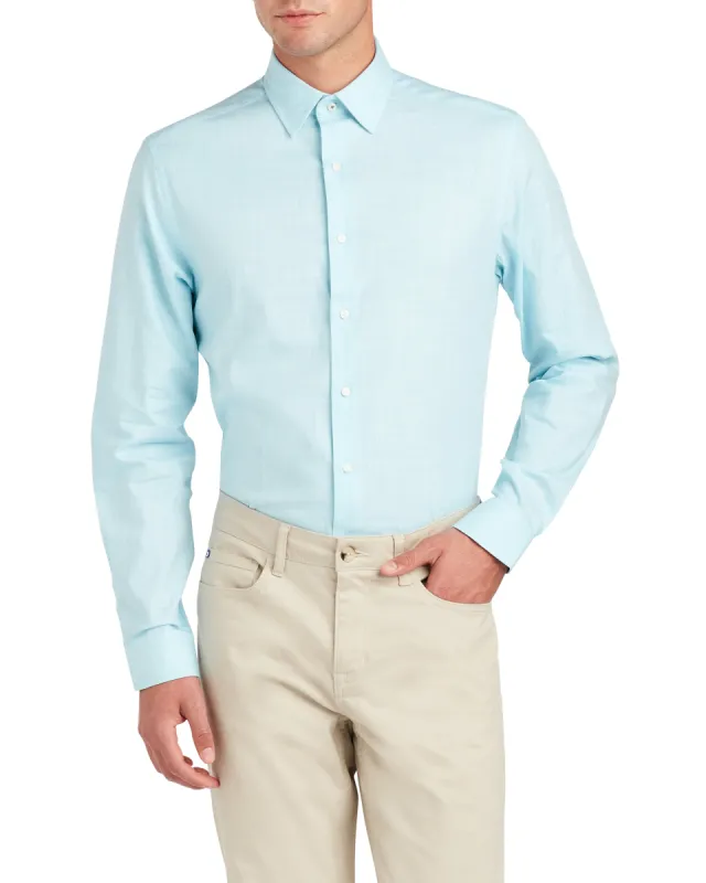 Slub End-on-End Slim Fit Dress Shirt - Teal sold by Ben Sherman