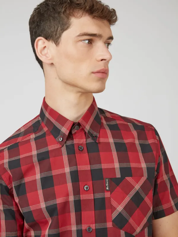 Frame Check Short-Sleeve Shirt - Red sold by Ben Sherman