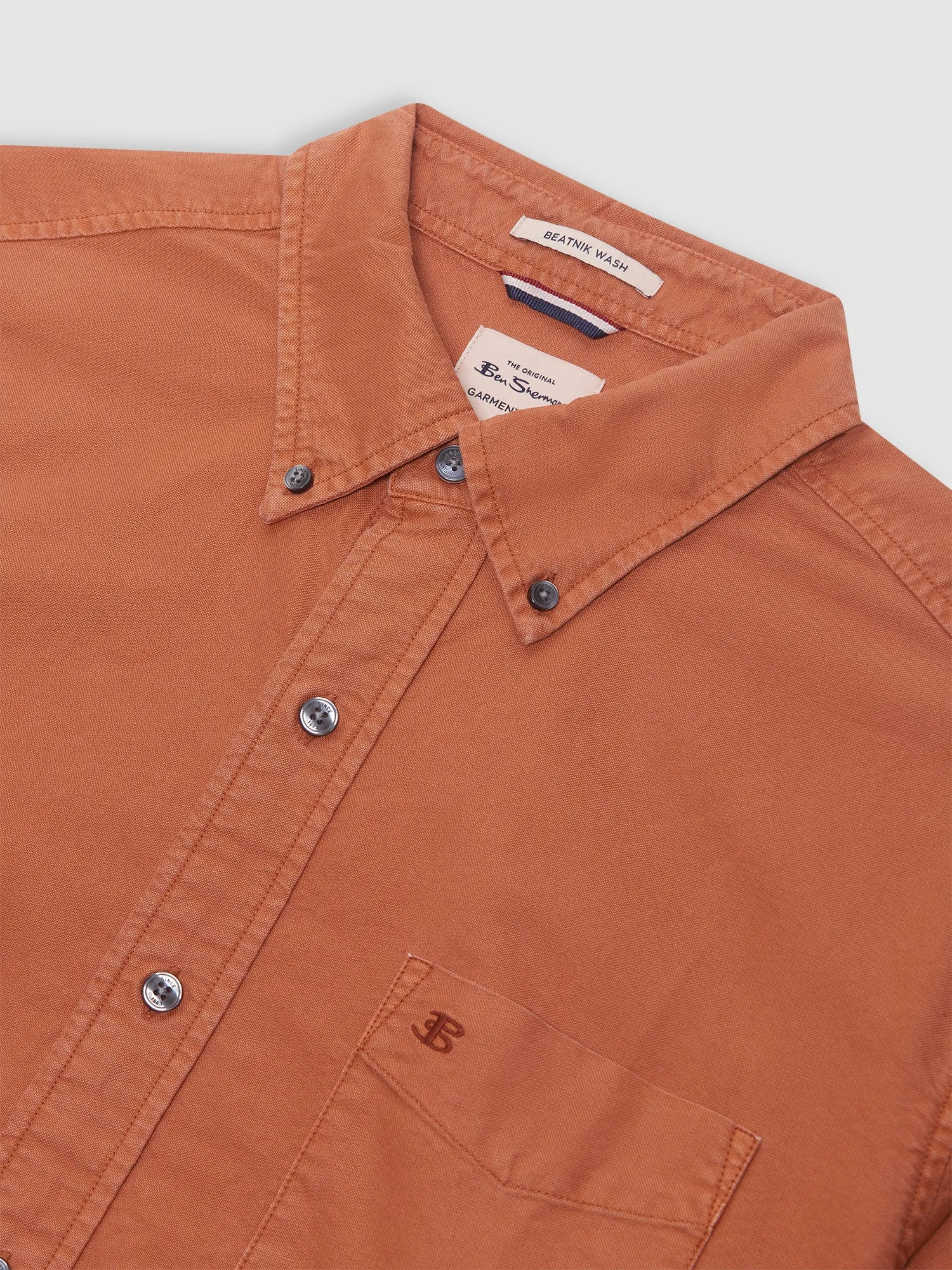 Beatnik Oxford Garment Dye Shirt - Terracota sold by Ben Sherman product image thumbnail 3