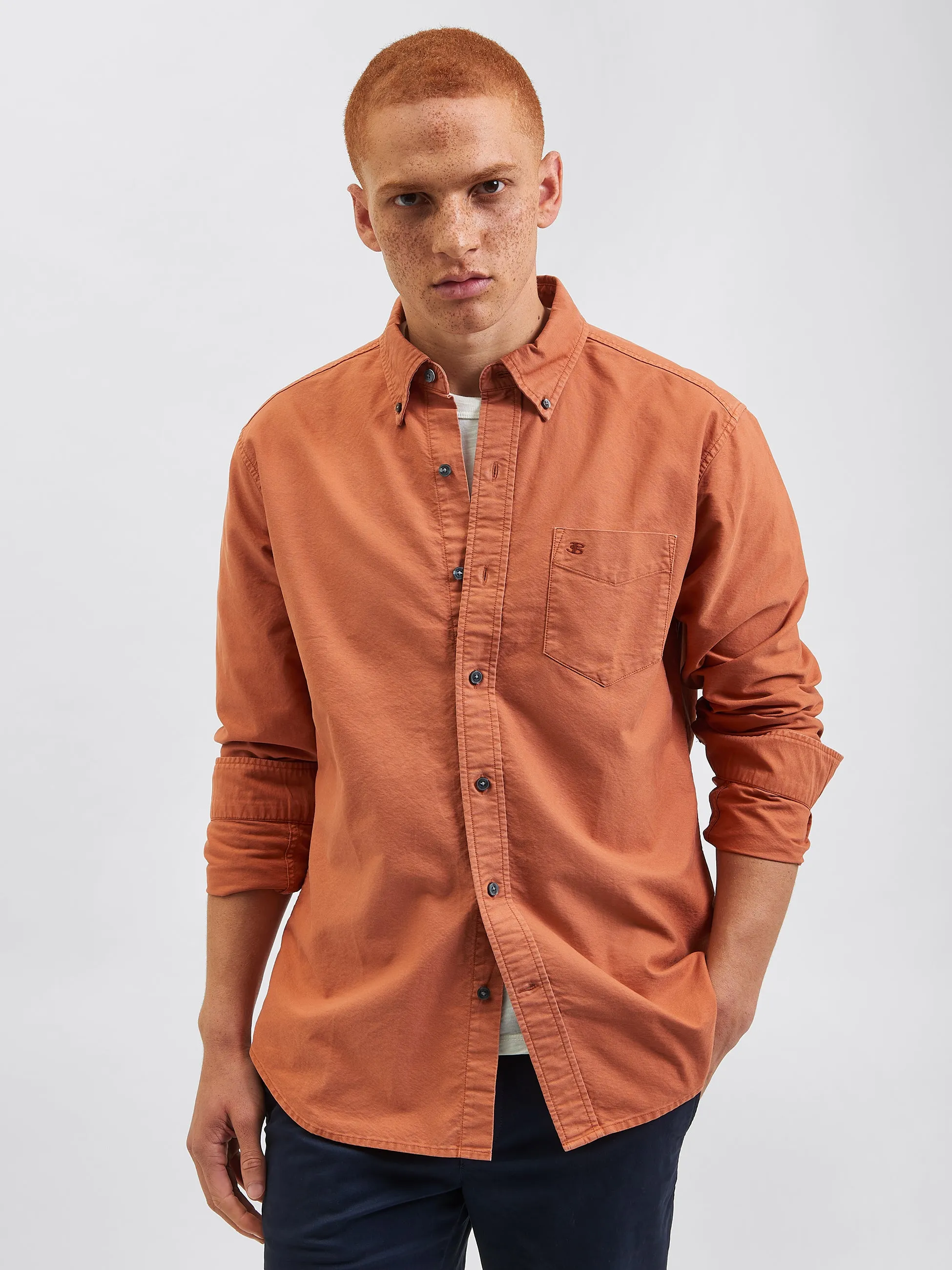Beatnik Oxford Garment Dye Shirt - Terracota sold by Ben Sherman product image thumbnail 4
