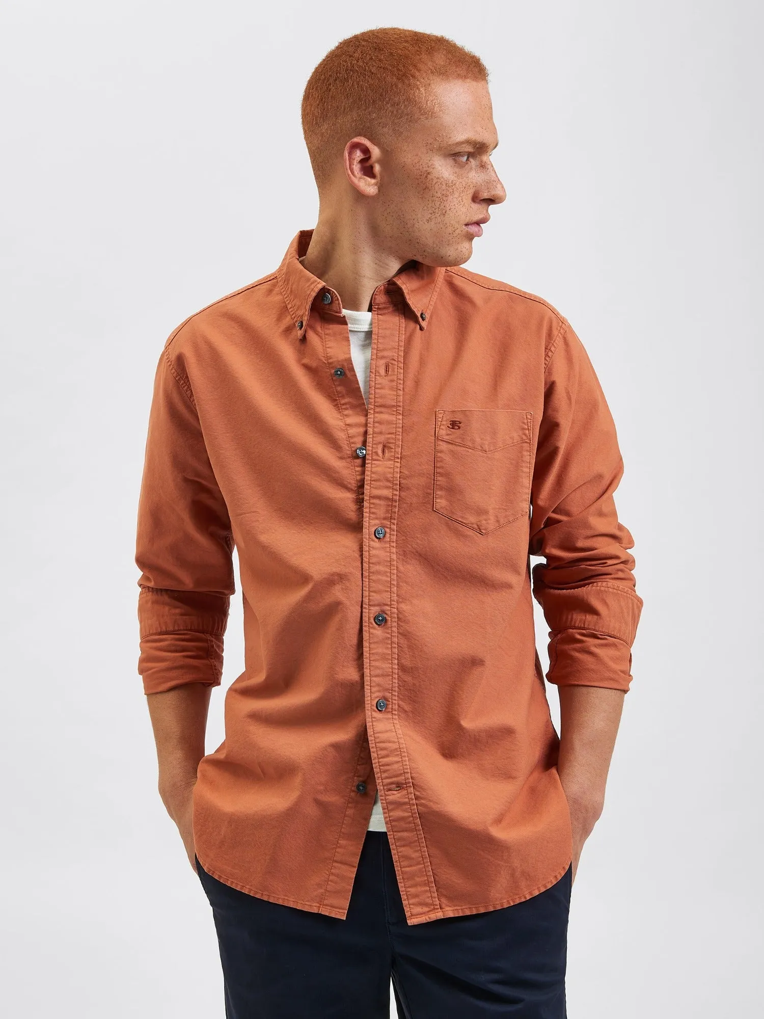 Beatnik Oxford Garment Dye Shirt - Terracota sold by Ben Sherman product image thumbnail 2