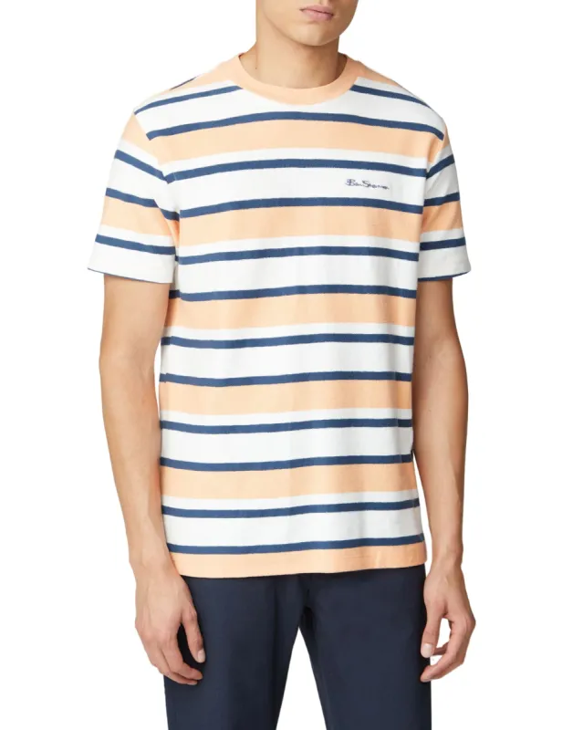 Reverse Loopback Stripe Tee - Peach sold by Ben Sherman