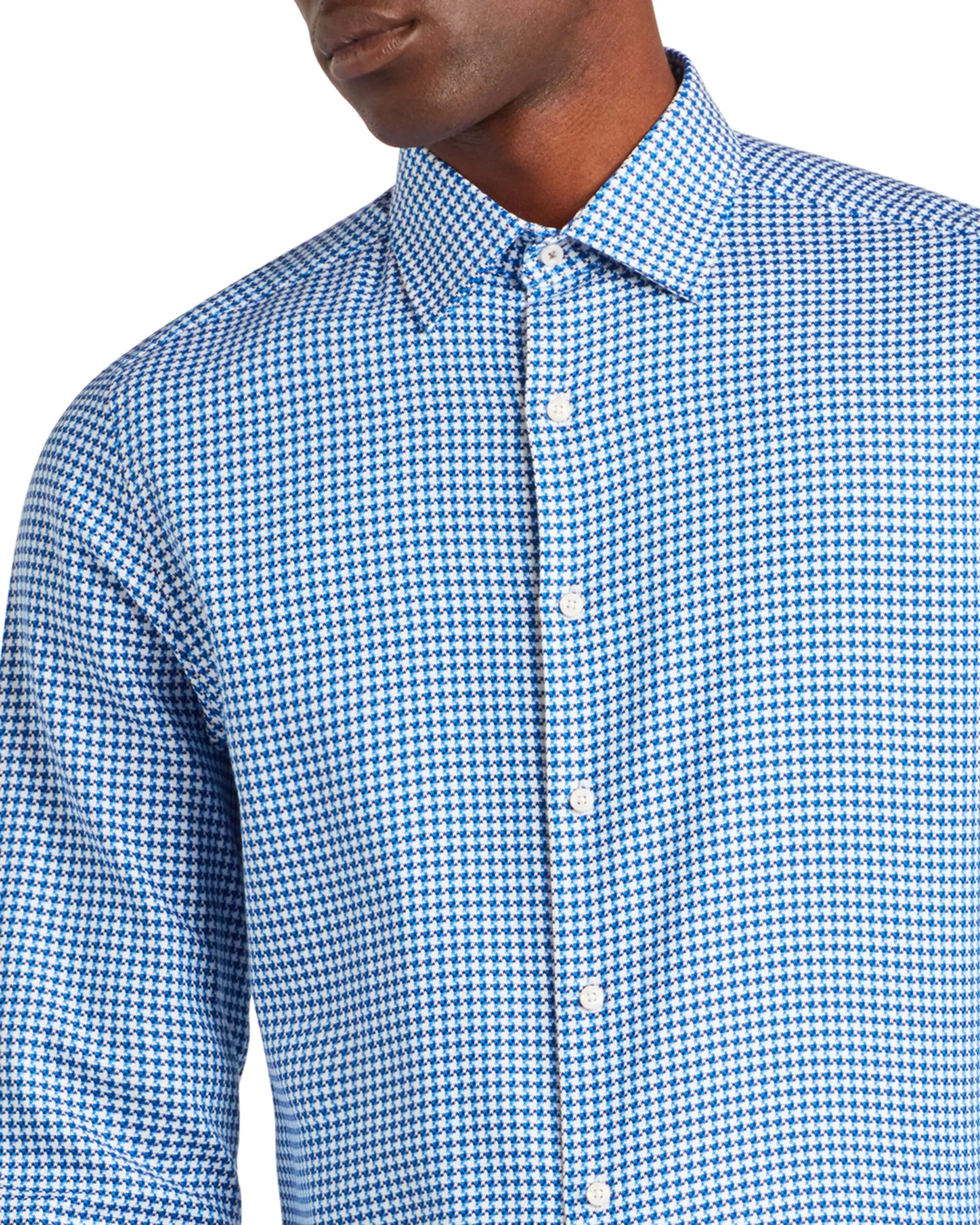 Herringbone Check Slim Fit Dress Shirt - Blue sold by Ben Sherman product image thumbnail 3