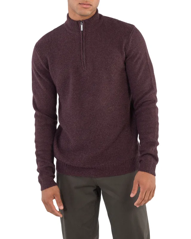 Quarter-Zip Funnel Neck Sweater -Dark Red sold by Ben Sherman