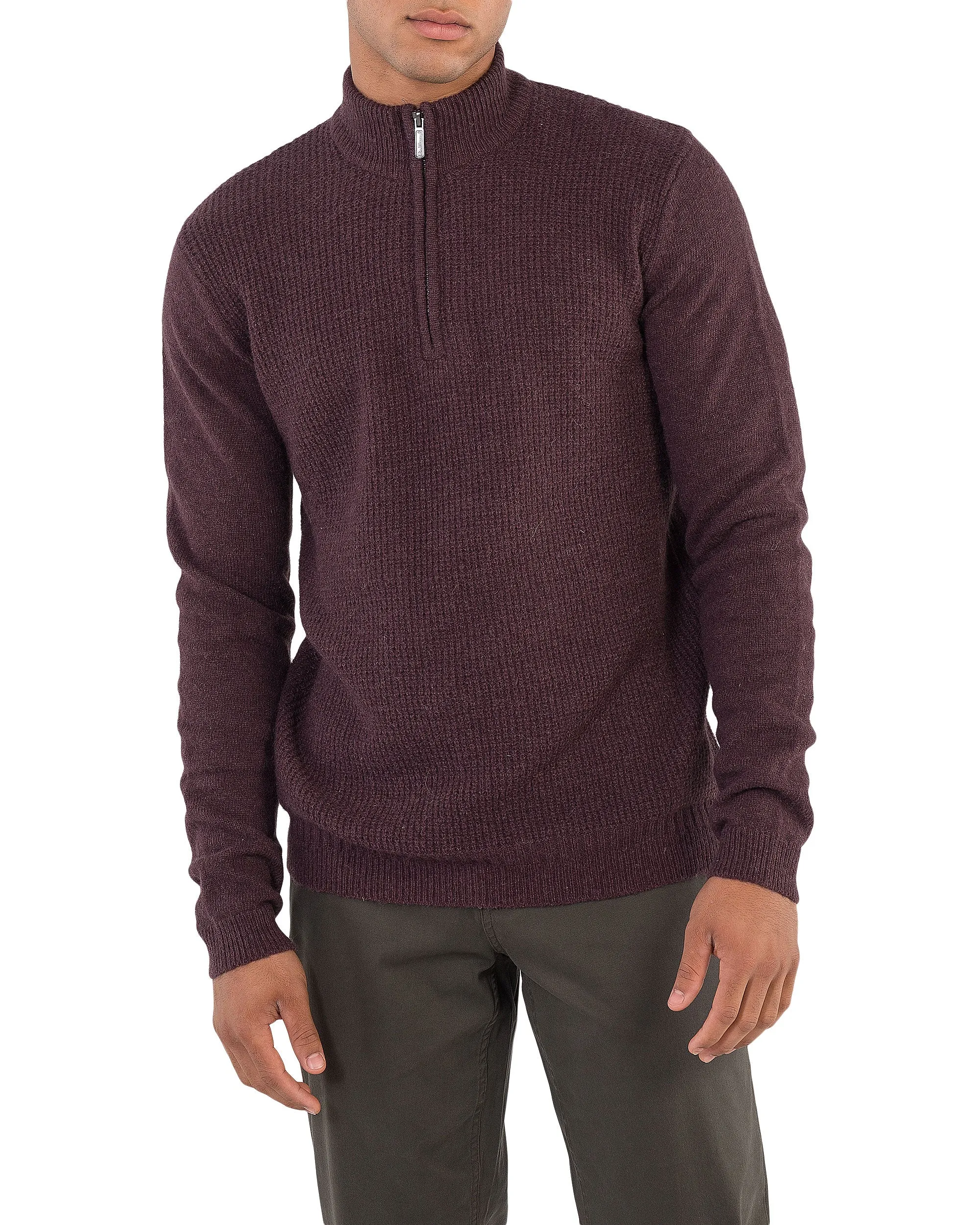 Quarter-Zip Funnel Neck Sweater -Dark Red sold by Ben Sherman