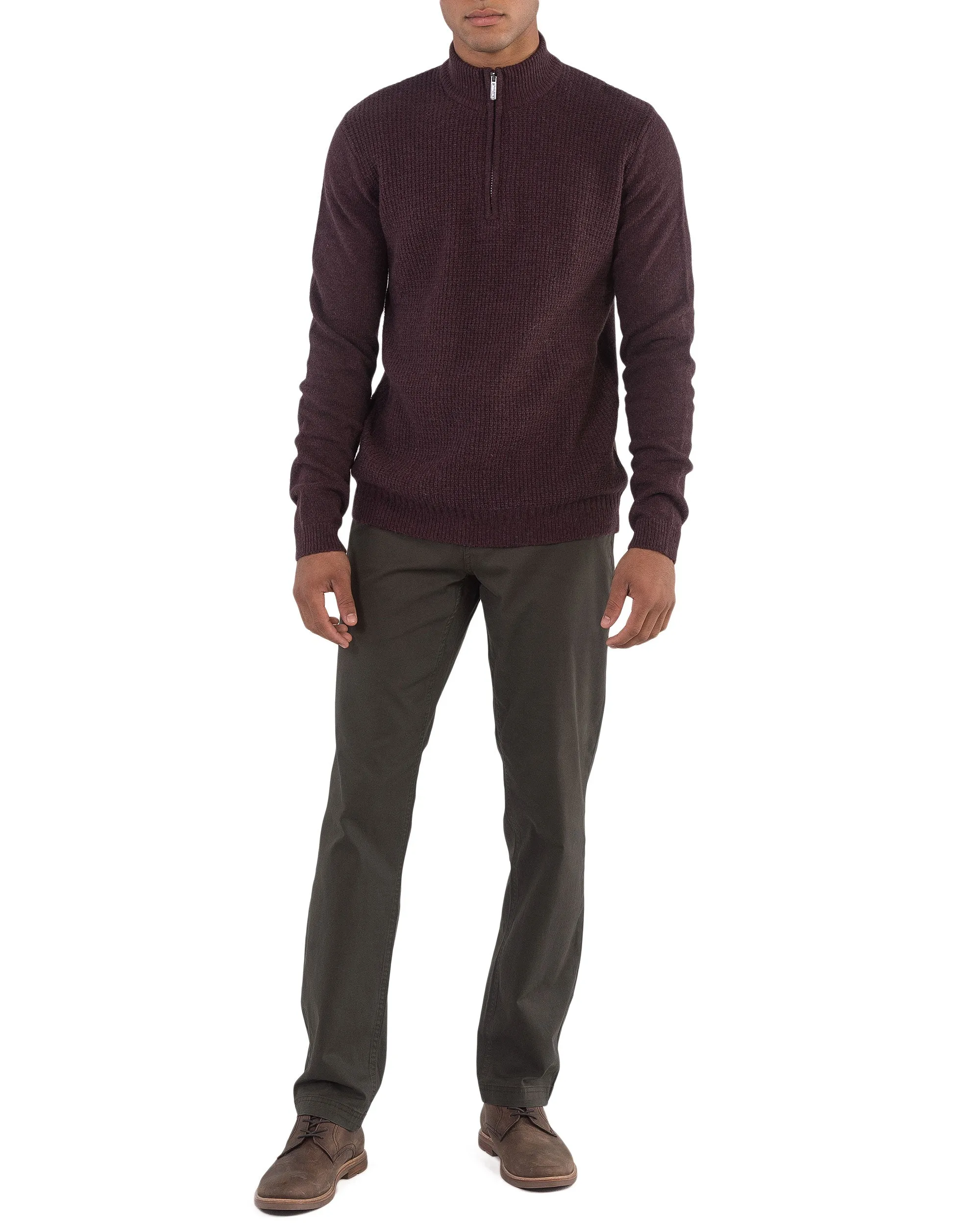 Quarter-Zip Funnel Neck Sweater -Dark Red sold by Ben Sherman product image thumbnail 5