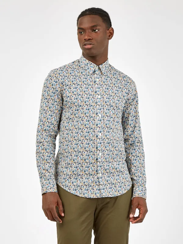 Long-Sleeve Multi-Color Floral Shirt - Ivory sold by Ben Sherman