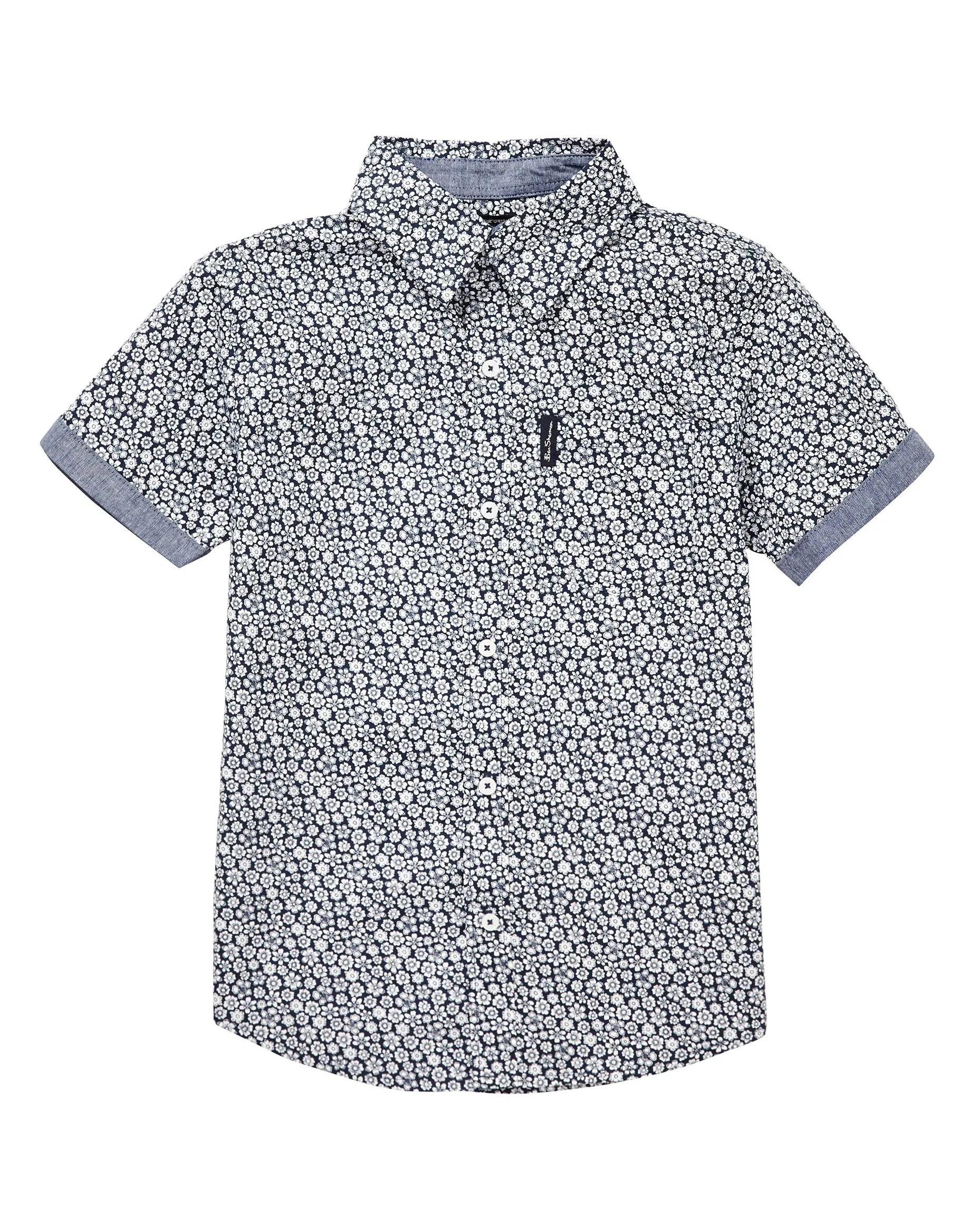Boys' Navy/White Short-Sleeve Button-Down Shirt (Sizes 4-7) sold by Ben Sherman