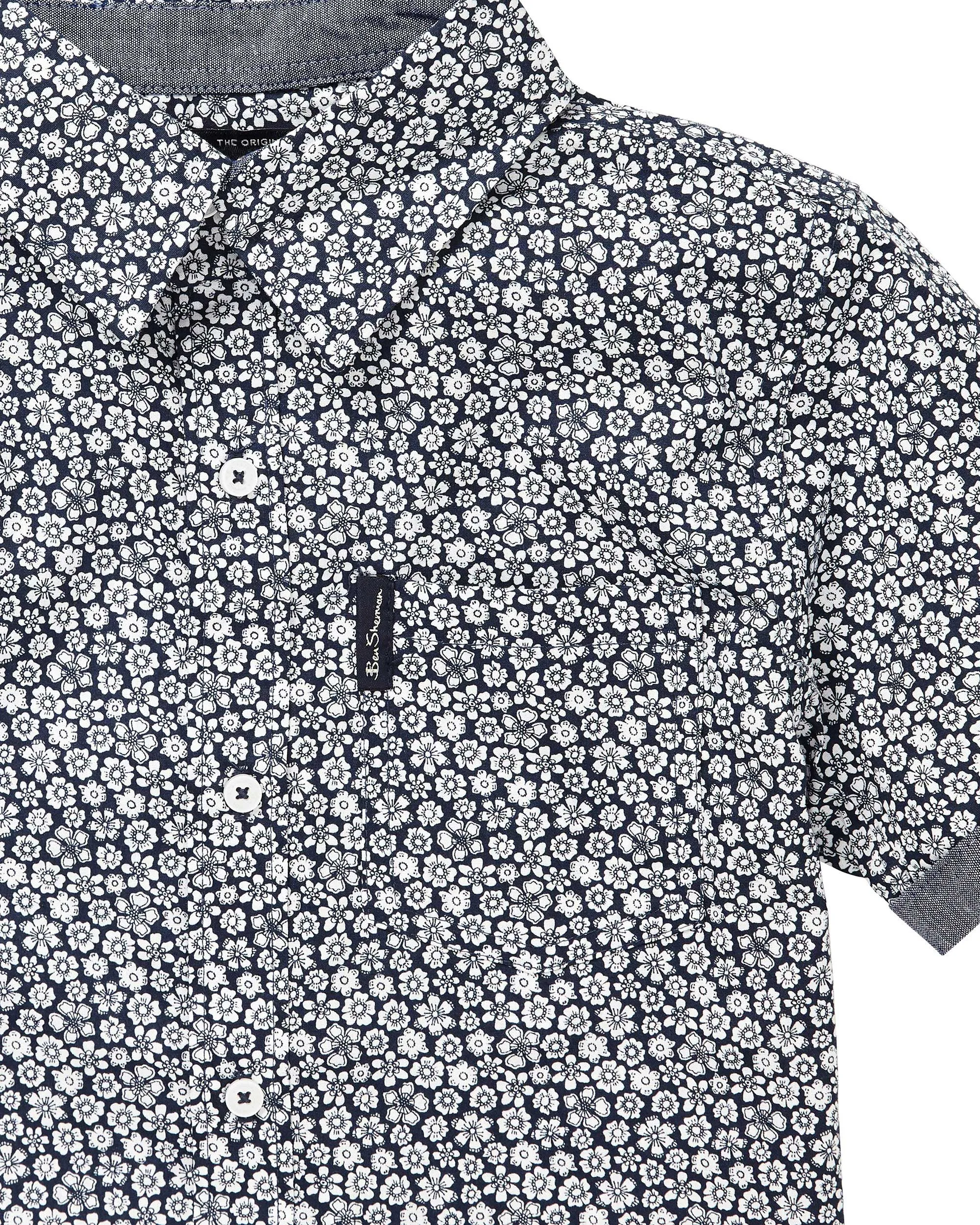 Boys' Navy/White Short-Sleeve Button-Down Shirt (Sizes 4-7) sold by Ben Sherman product image thumbnail 3