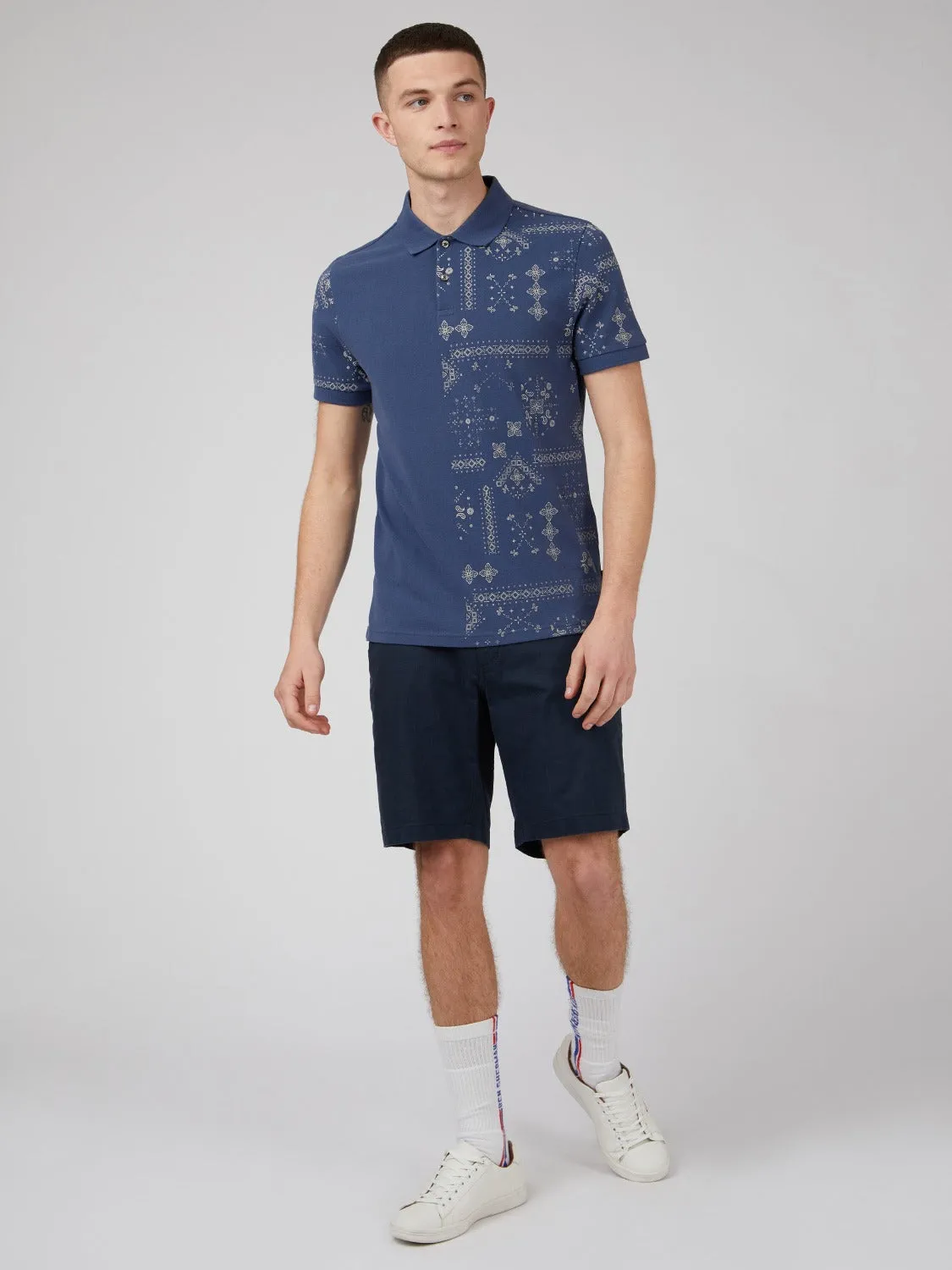 Geo Printed Polo - Blue Denim sold by Ben Sherman product image thumbnail 4