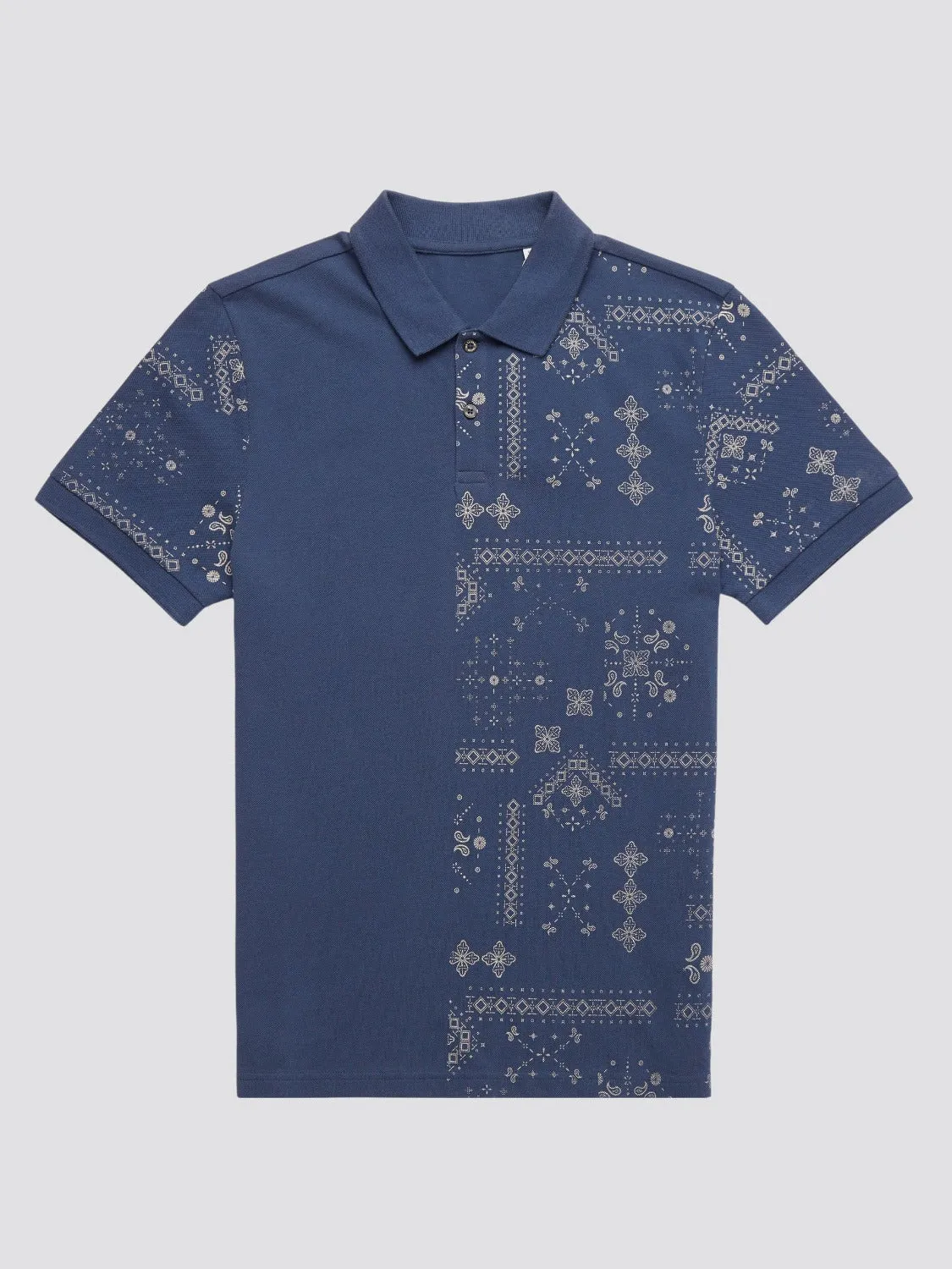 Geo Printed Polo - Blue Denim sold by Ben Sherman
