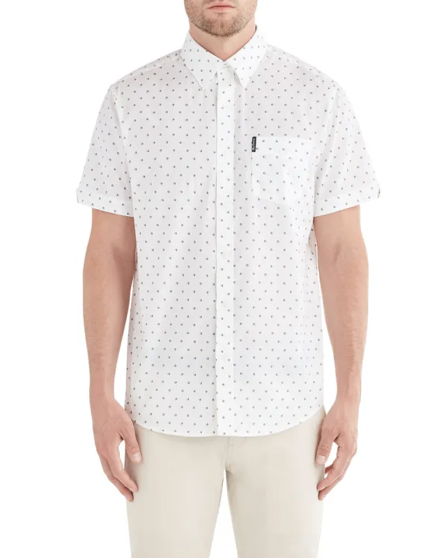 Short-Sleeve Stripe Print Shirt - White sold by Ben Sherman