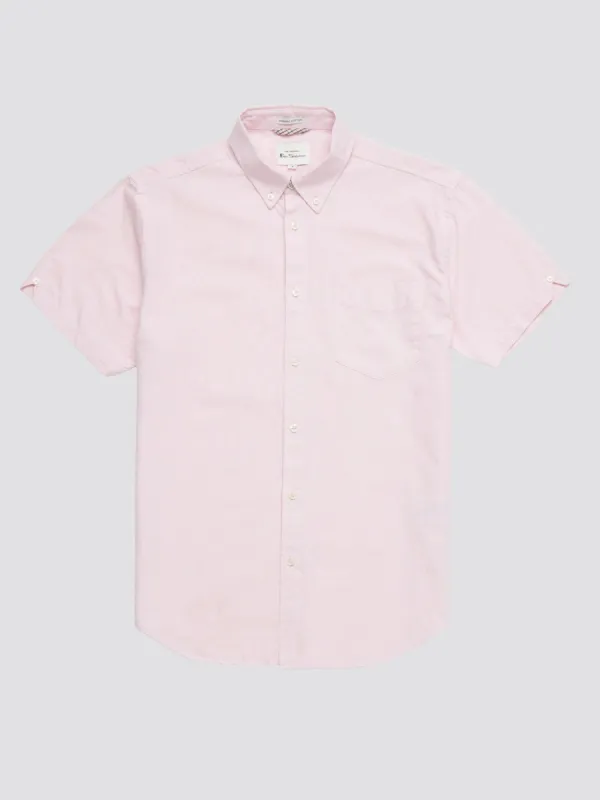 Signature Organic Short-Sleeve Oxford Shirt - Light Pink sold by Ben Sherman