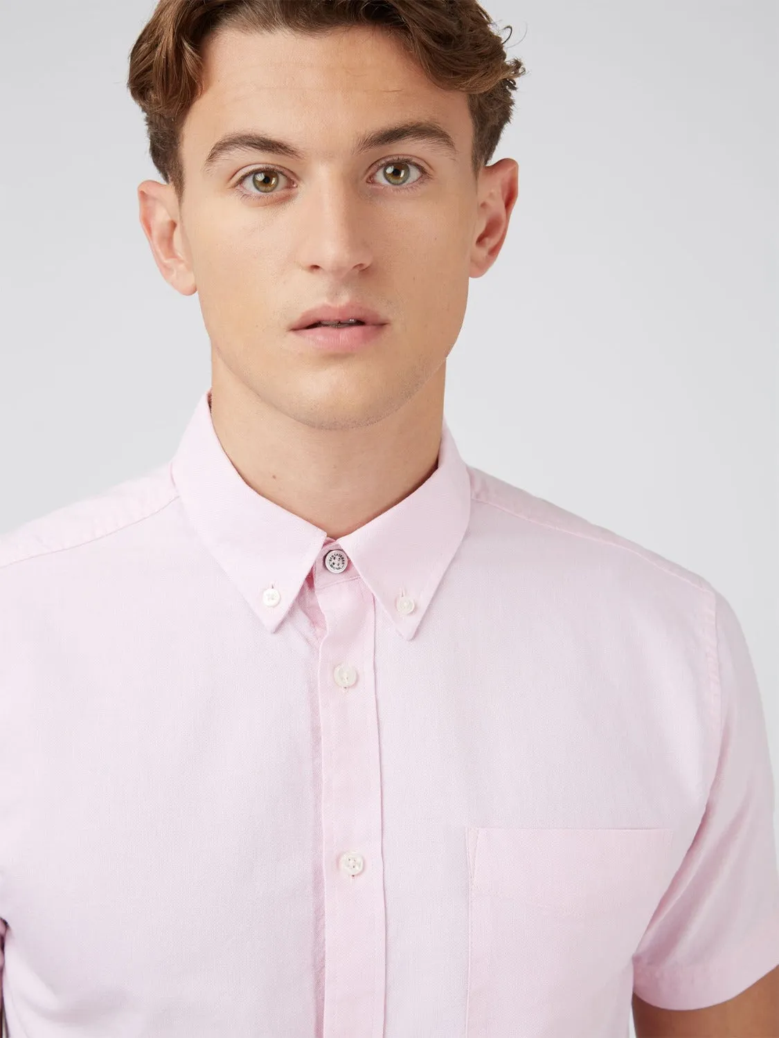 Signature Organic Short-Sleeve Oxford Shirt - Light Pink sold by Ben Sherman product image thumbnail 2