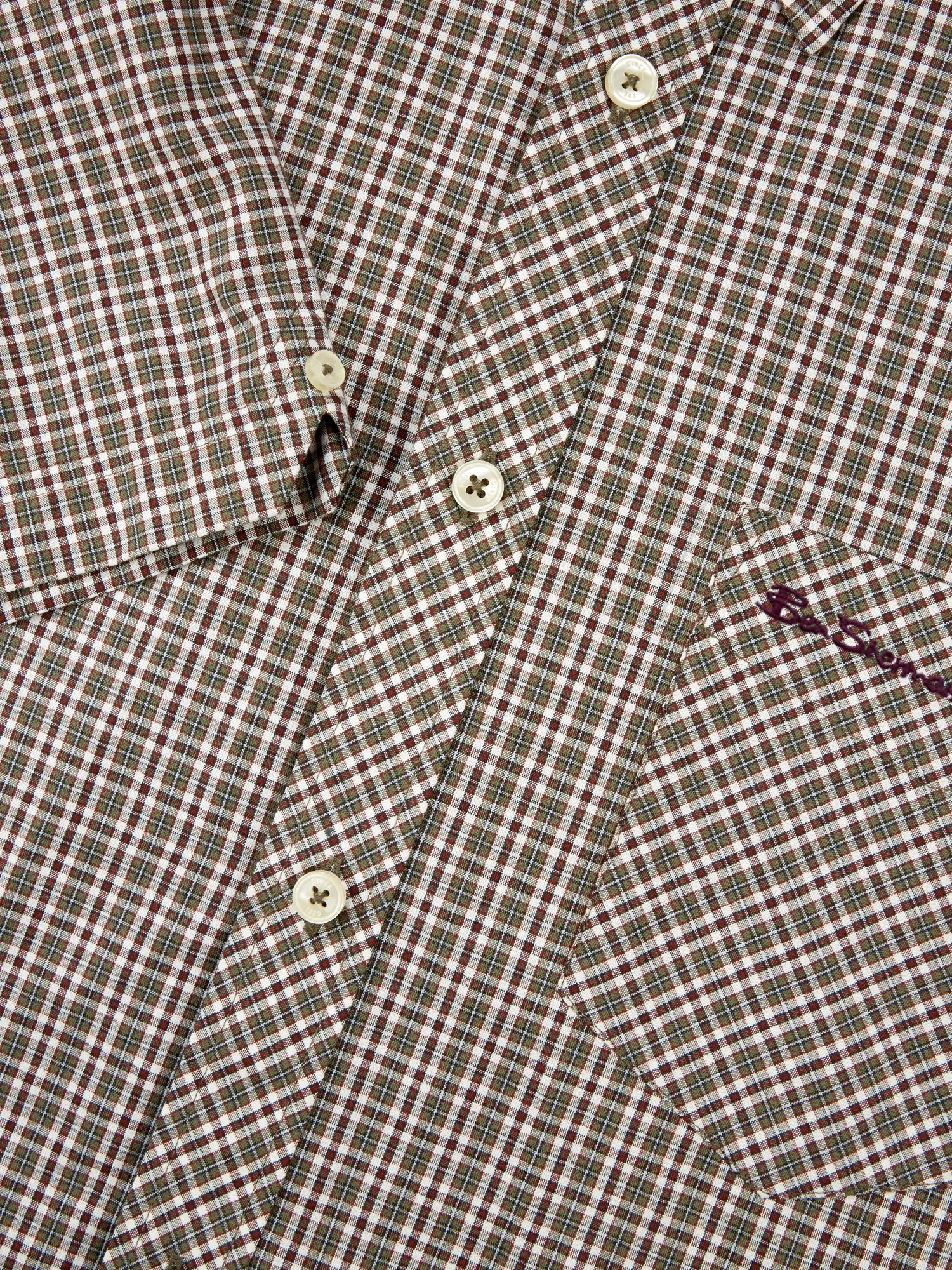 Short-Sleeve Mini-Check Shirt - Hemp sold by Ben Sherman product image thumbnail 5