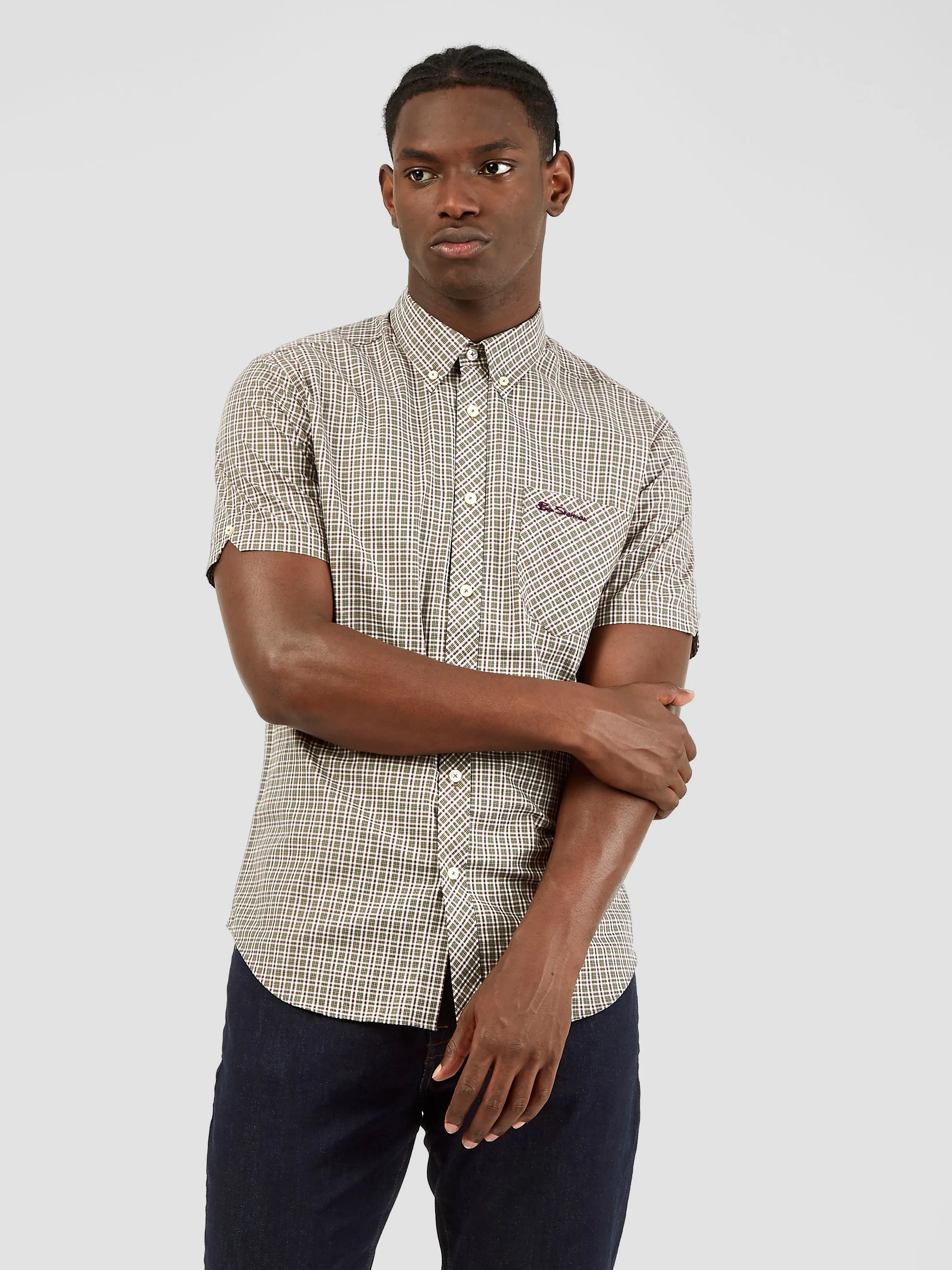 Short-Sleeve Mini-Check Shirt - Hemp sold by Ben Sherman