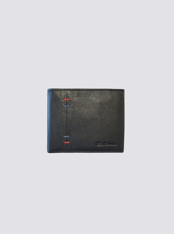 Irvine Bill Fold Leather Wallet - Black sold by Ben Sherman