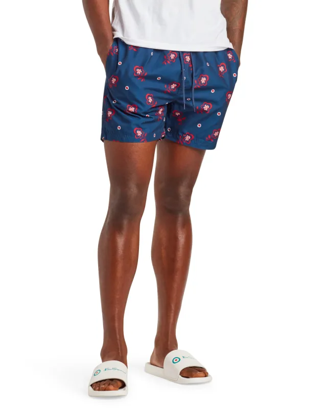 Men's Turquoise Bay Floral Print Swim Short - Navy sold by Ben Sherman