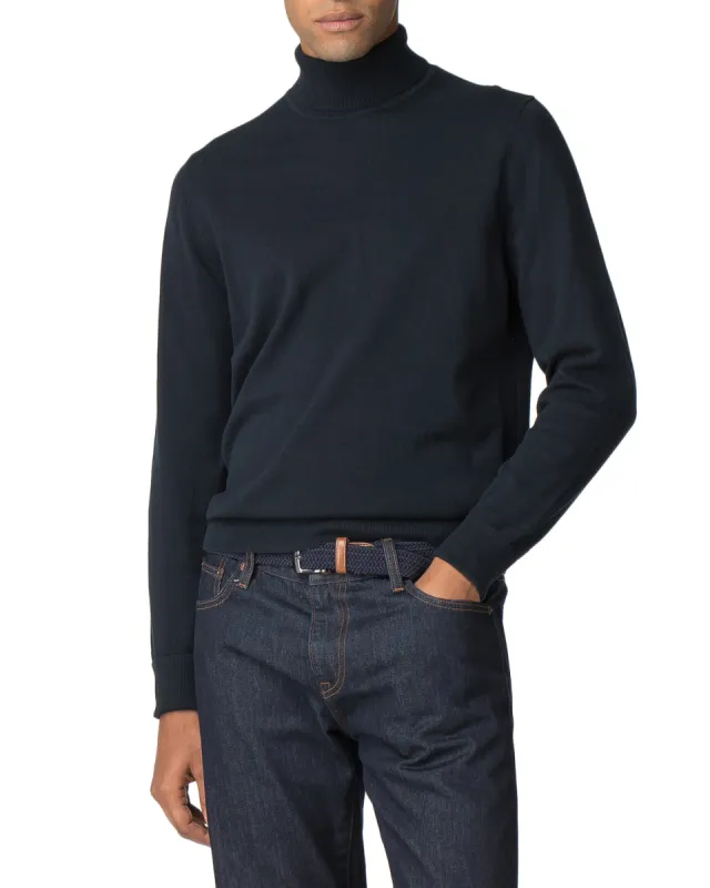 Fine Gauge Roll Neck Sweater - Dark Navy made by Ben Sherman
