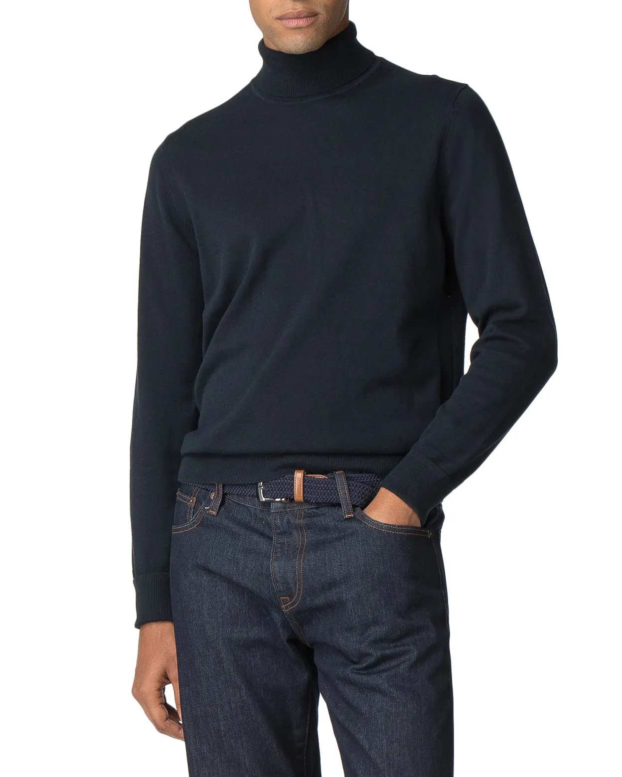 Fine Gauge Roll Neck Sweater - Dark Navy sold by Ben Sherman